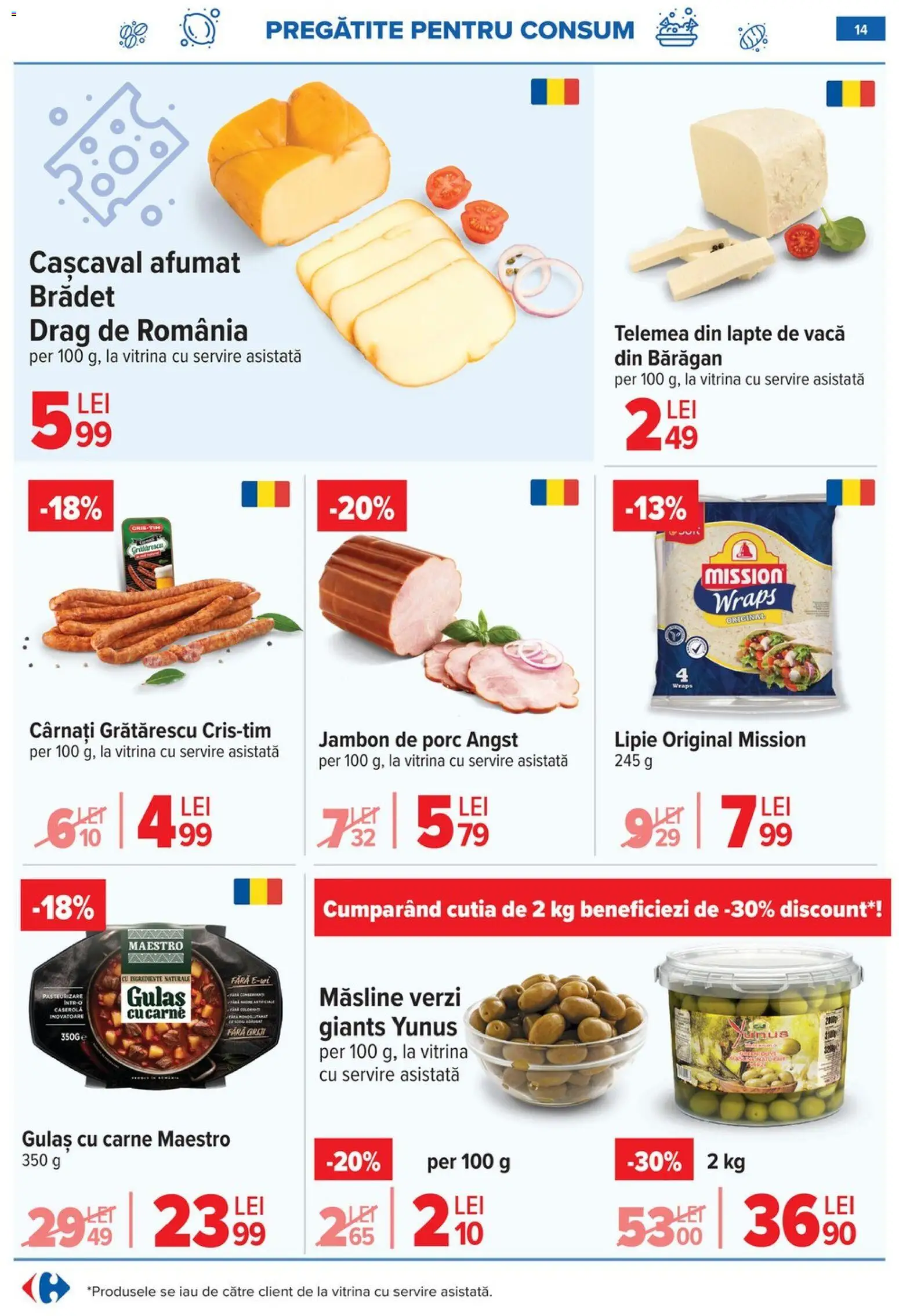 Noul catalog Carrefour – valabil de la 08.01.2026 | Pagină: 14 | Produse: Vitrină, Cașcaval, Gulaș, Cârnați