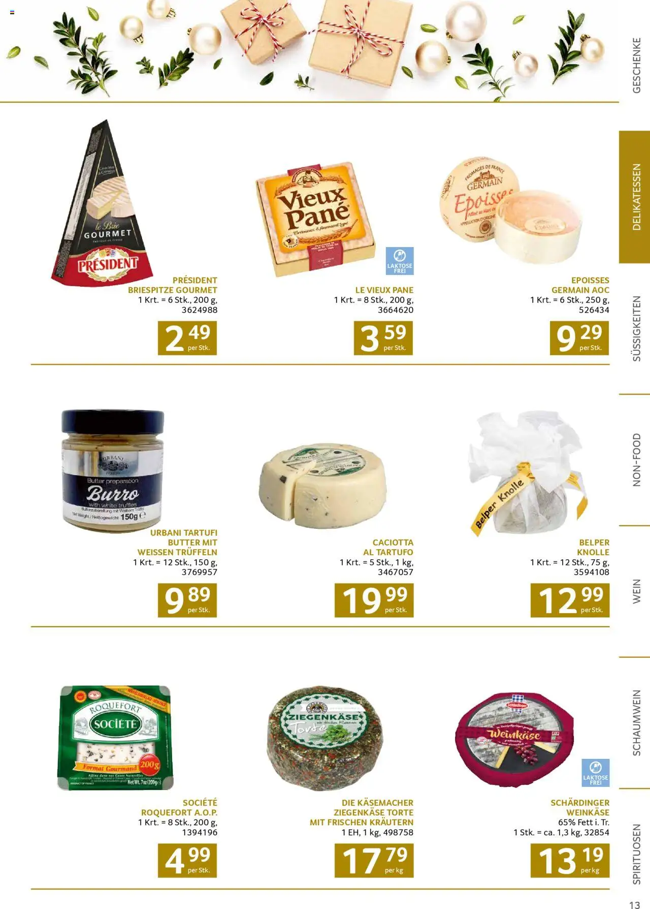 Transgourmet Weihnachtskatalog 2025 gültig ab 13.10.2025 | Seite: 13 | Produkte: Süßigkeiten, Butter, Wein