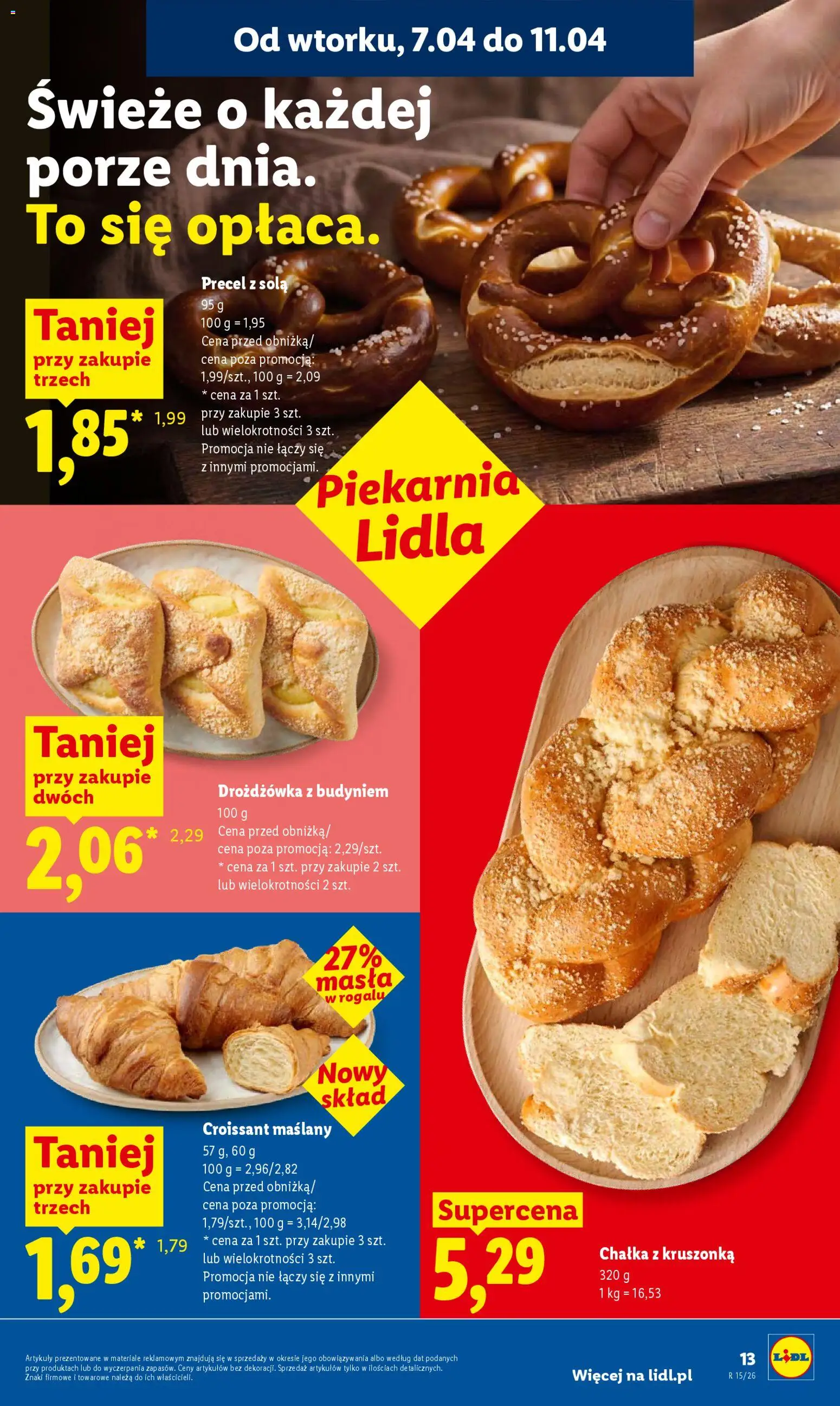 Lidl gazetka od 07.04.2026 | Strona: 13 | Produkty: Drożdżówka z budyniem, Piekarnia