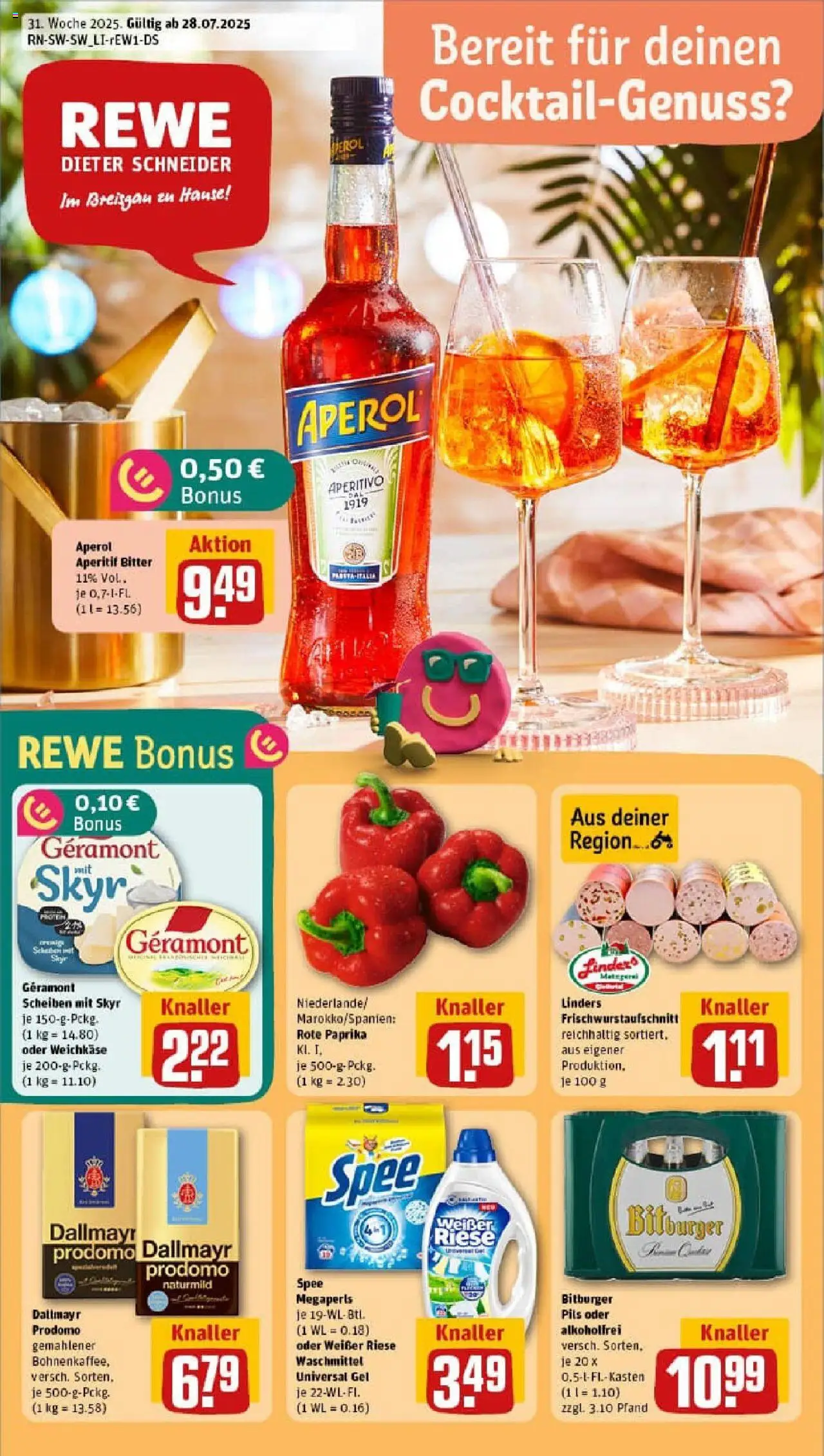 Rewe prospekt Gundelfingen	 - gültig ab dem 27.07.2025 | Seite: 1 | Produkte: Geramont, Skyr, Dallmayr, Paprika