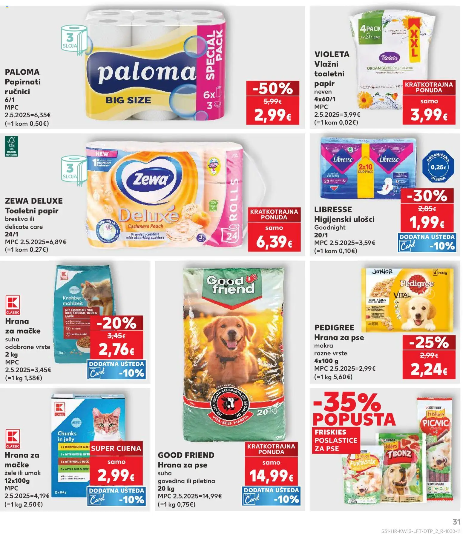 Kaufland katalog | vrijedi od 25.03.2026 | Stranica: 31 | Proizvodi: Piletina, Hrana za pse, Toaletni papir, Zewa