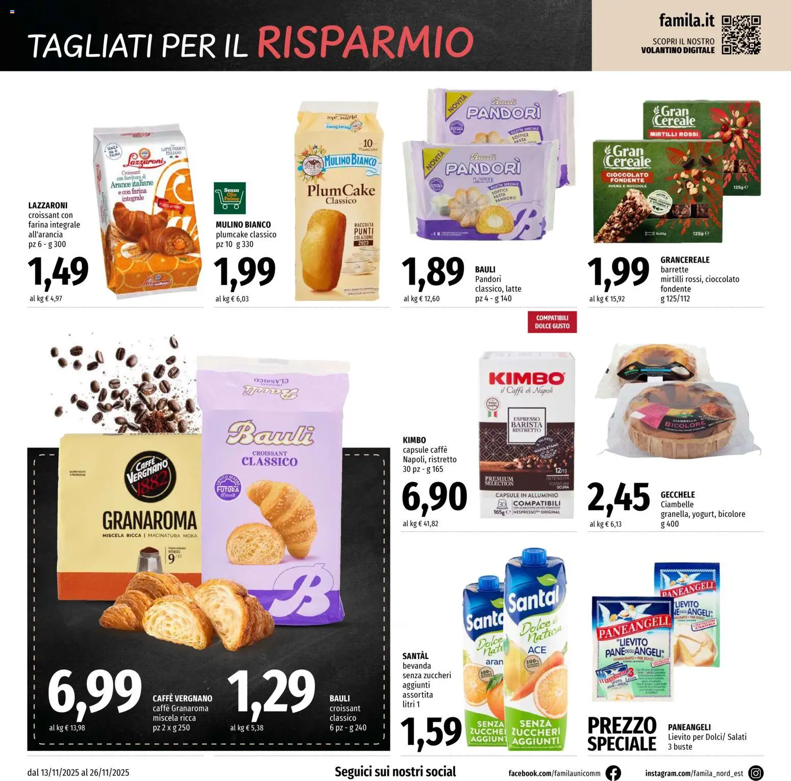Volantino Famila del 13.11.2025 | Pagina: 14 | Prodotti: Ciambelle, Olio, Farina, Nocciole