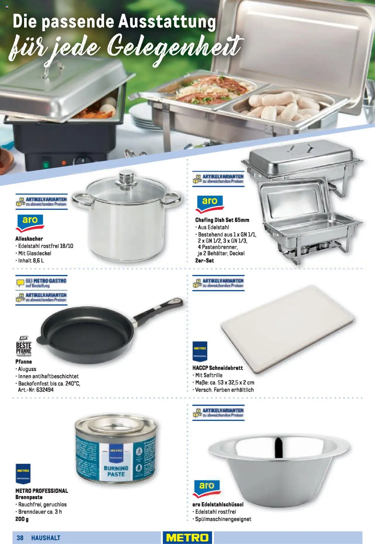 Metro Sortimentskatalog Vereine & Feste – gültig ab 01.06.2024 | Seite: 38