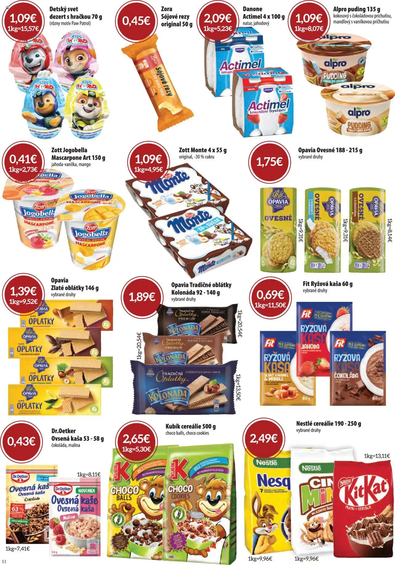 Nové CBA Komfos akcie – leták je platný od 02.10.2025 | Strana: 11 | Produkty: Puding, Cereálie, Alpro, Mandle