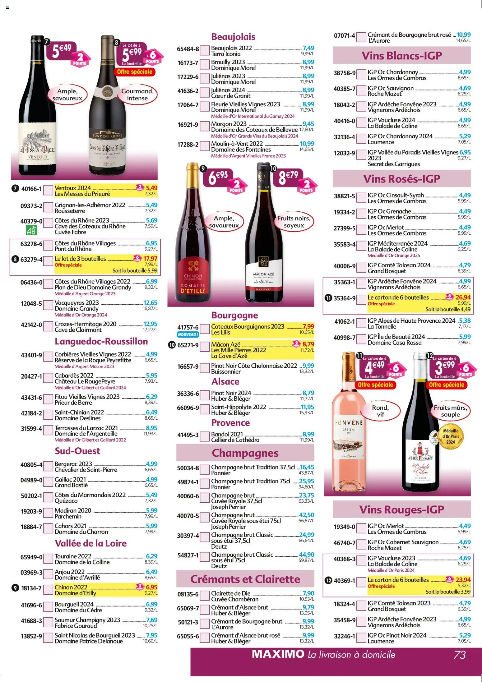 {H1} | Page: 73 | Produits: Crémant de bourgogne, Tonnelle, Crémant, Crémant d'alsace