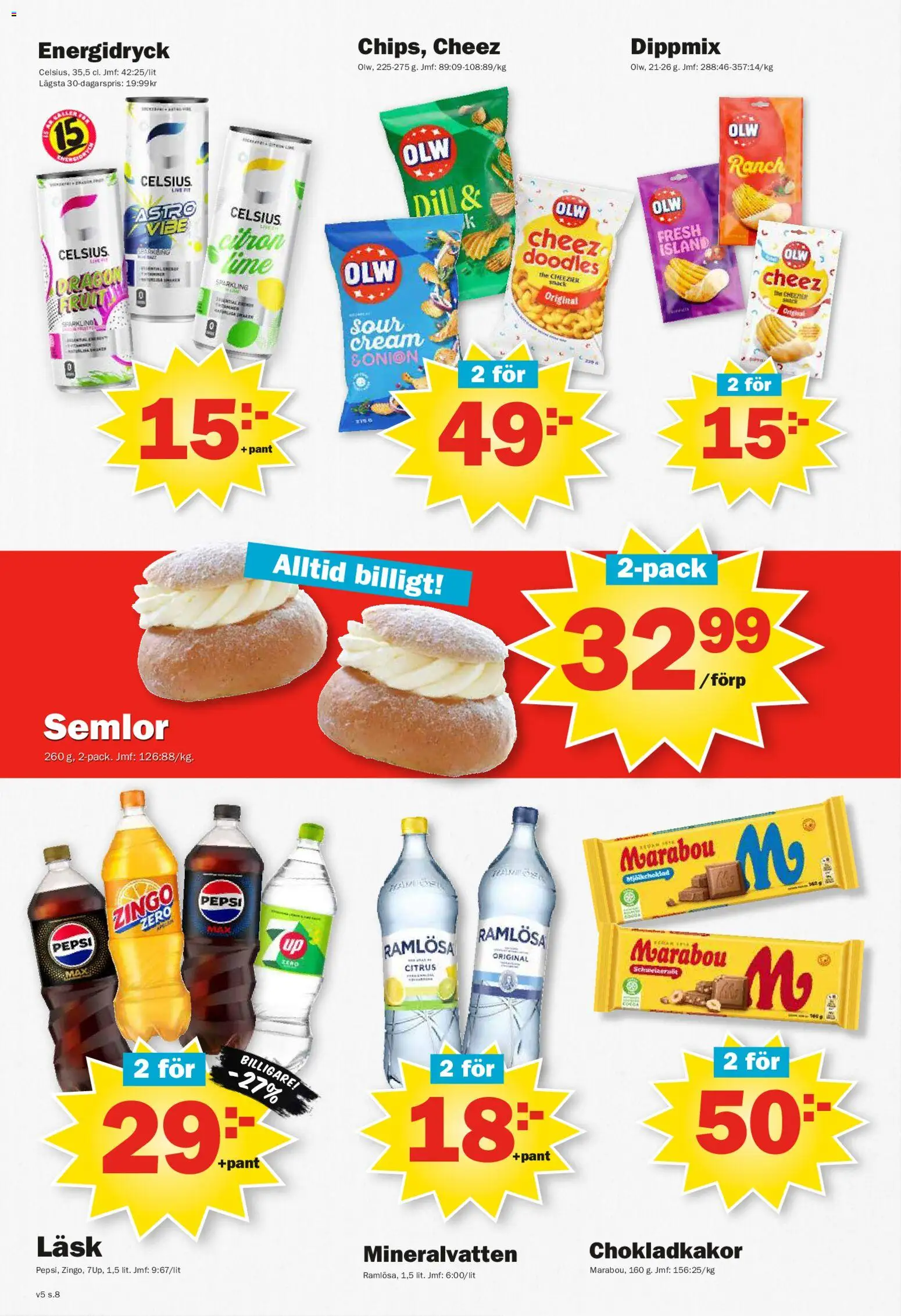 Pekås reklamblad aktuell från 26.01.2026 | Sida: 8 | Produkter: Pepsi, Mineralvatten, Energidryck, Citron