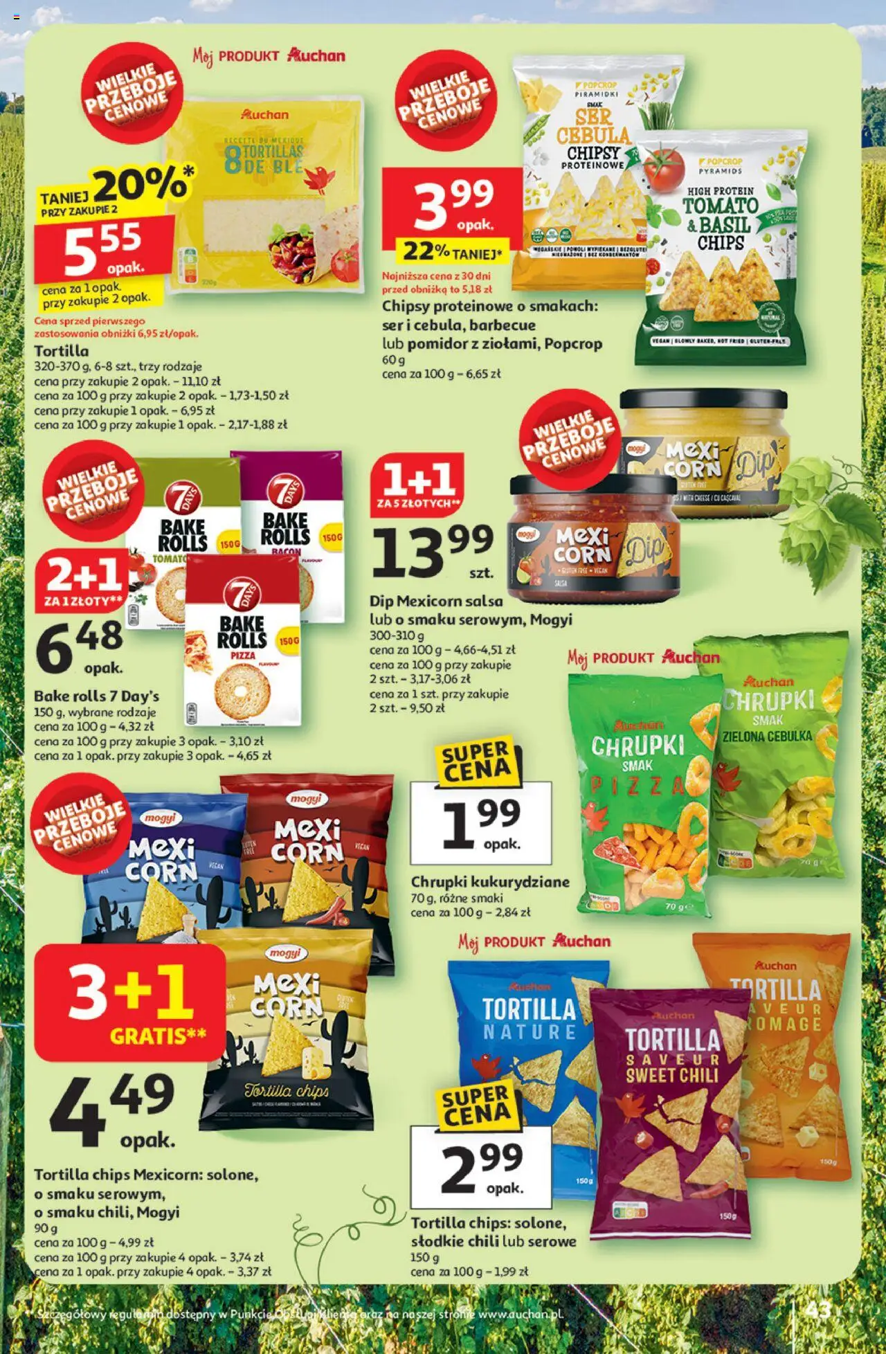 Auchan Gazetka - Jak Pragnę Lata Hipermarket od 20.06.2025 | Strona: 45 | Produkty: Chili, Chrupki, Tortilla, Ser
