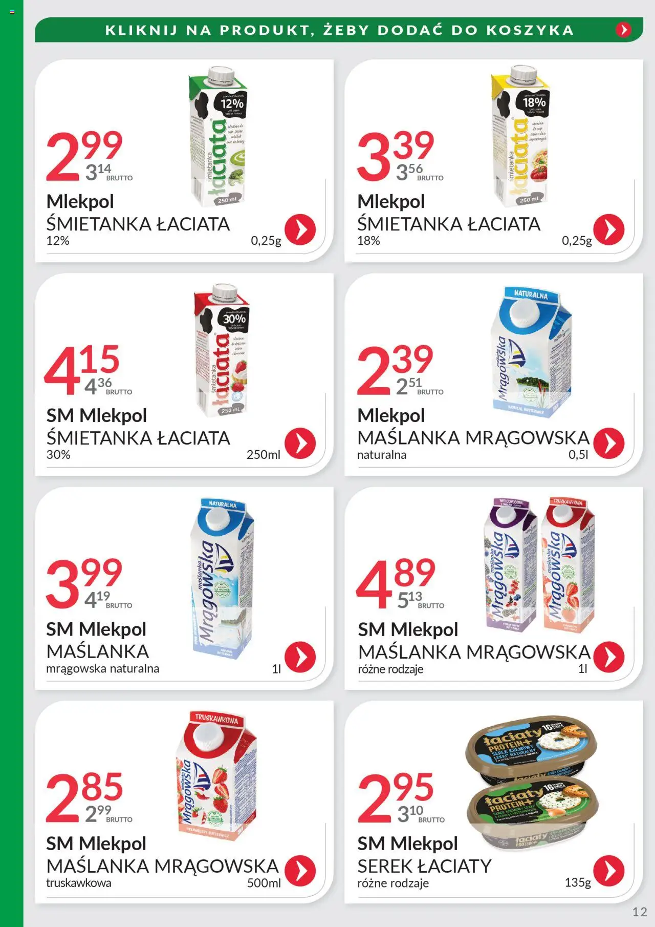Eurocash Gazetka - Oferta Południe od 08.06.2025 | Strona: 12 | Produkty: Maślanka, Serek