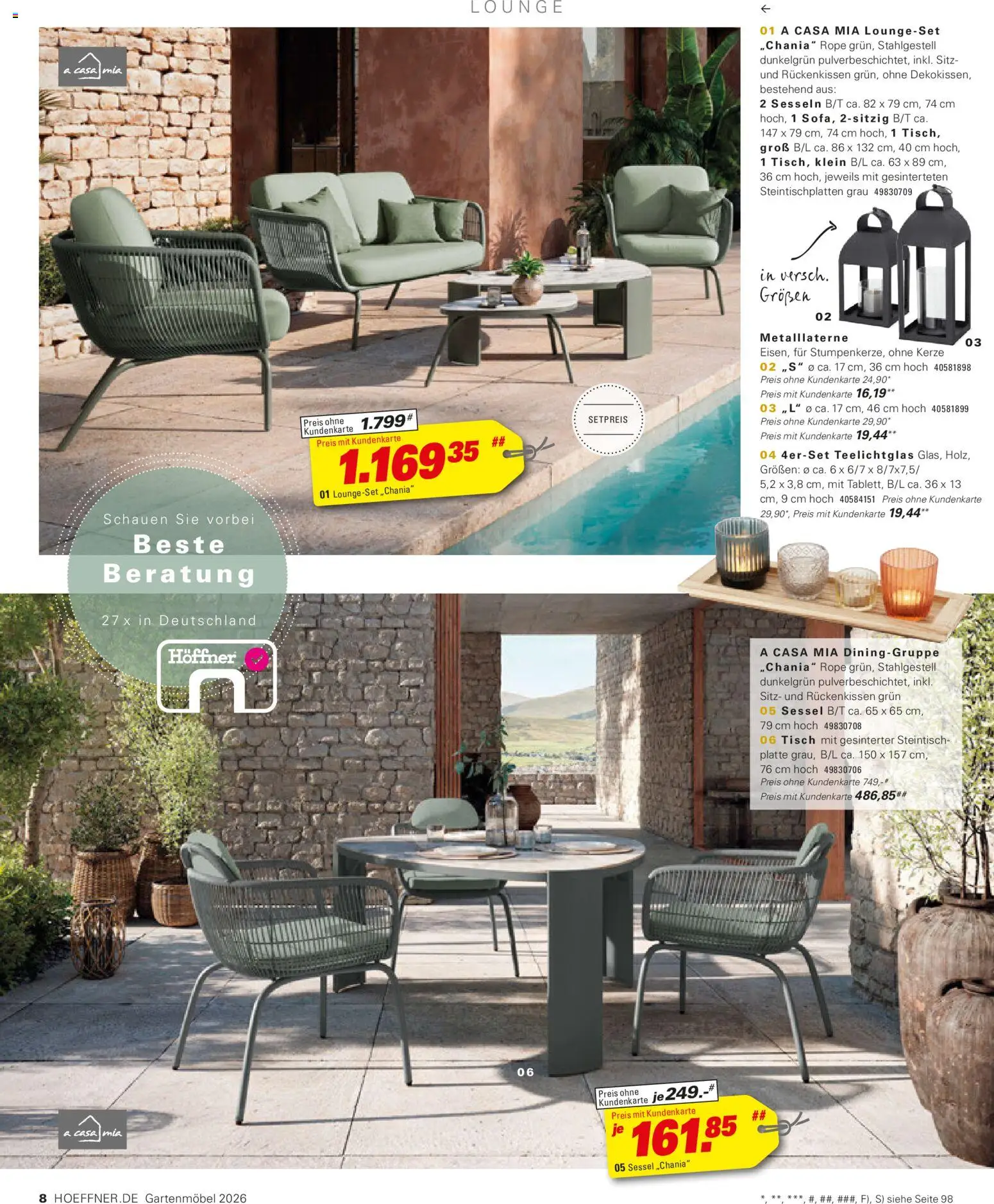 Höffner Prospekt Gartenmöbel – gültig ab 27.03.2026 | Seite: 8 | Produkte: Sessel, Tisch