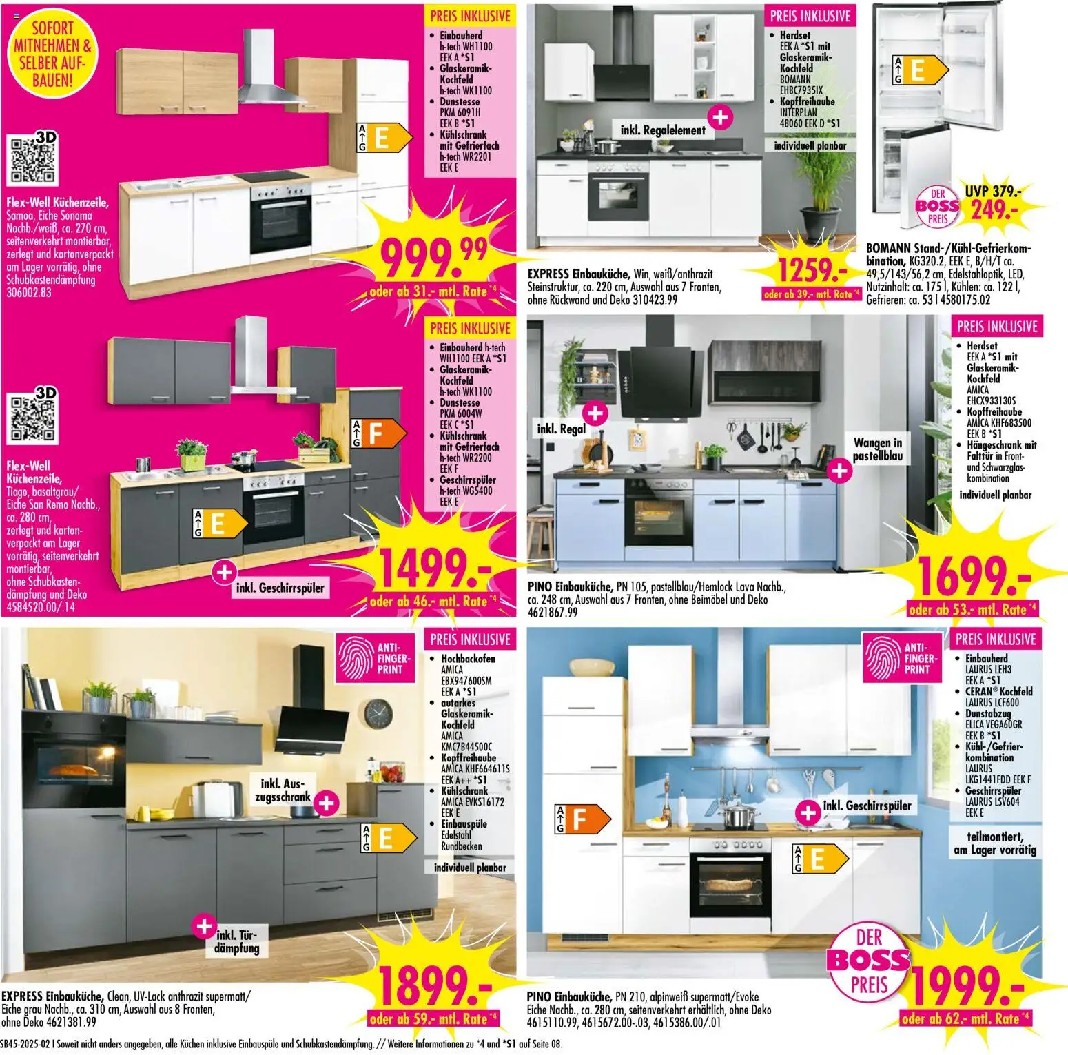 SB Möbel Boss Prospekt Wolfsburg – gültig ab 01.11.2025 | Seite: 2 | Produkte: Regal, Kühlschrank, Kochfeld, Kuchen
