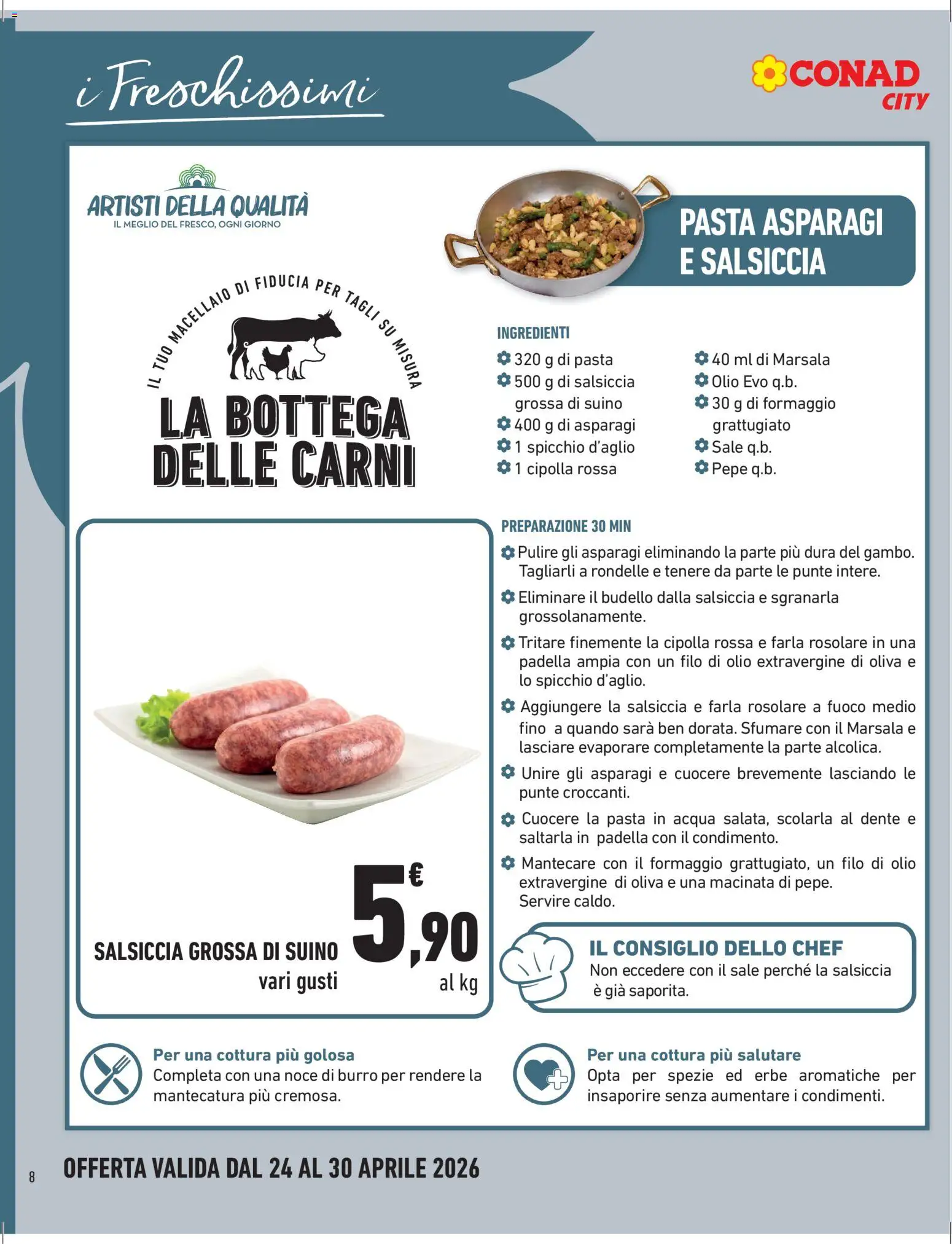 Volantino Conad del 24.04.2026 | Pagina: 8 | Prodotti: Acqua, Formaggio, Olio, Padella