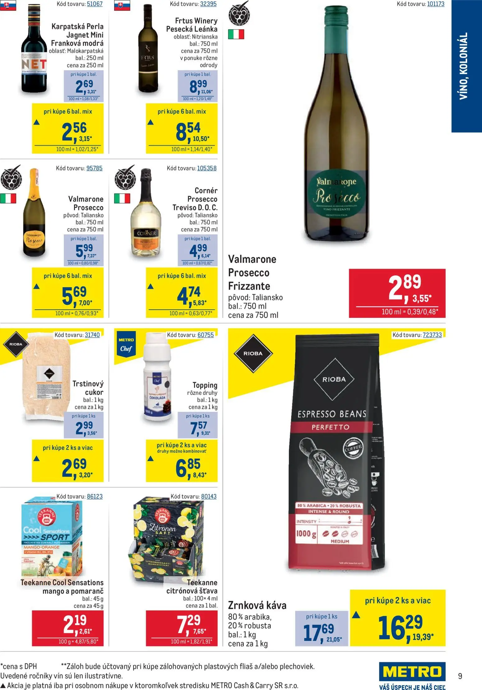 Nové Metro akcie – leták je platný od 22.04.2026 | Strana: 9 | Produkty: Káva, Víno, Prosecco, Čokoláda
