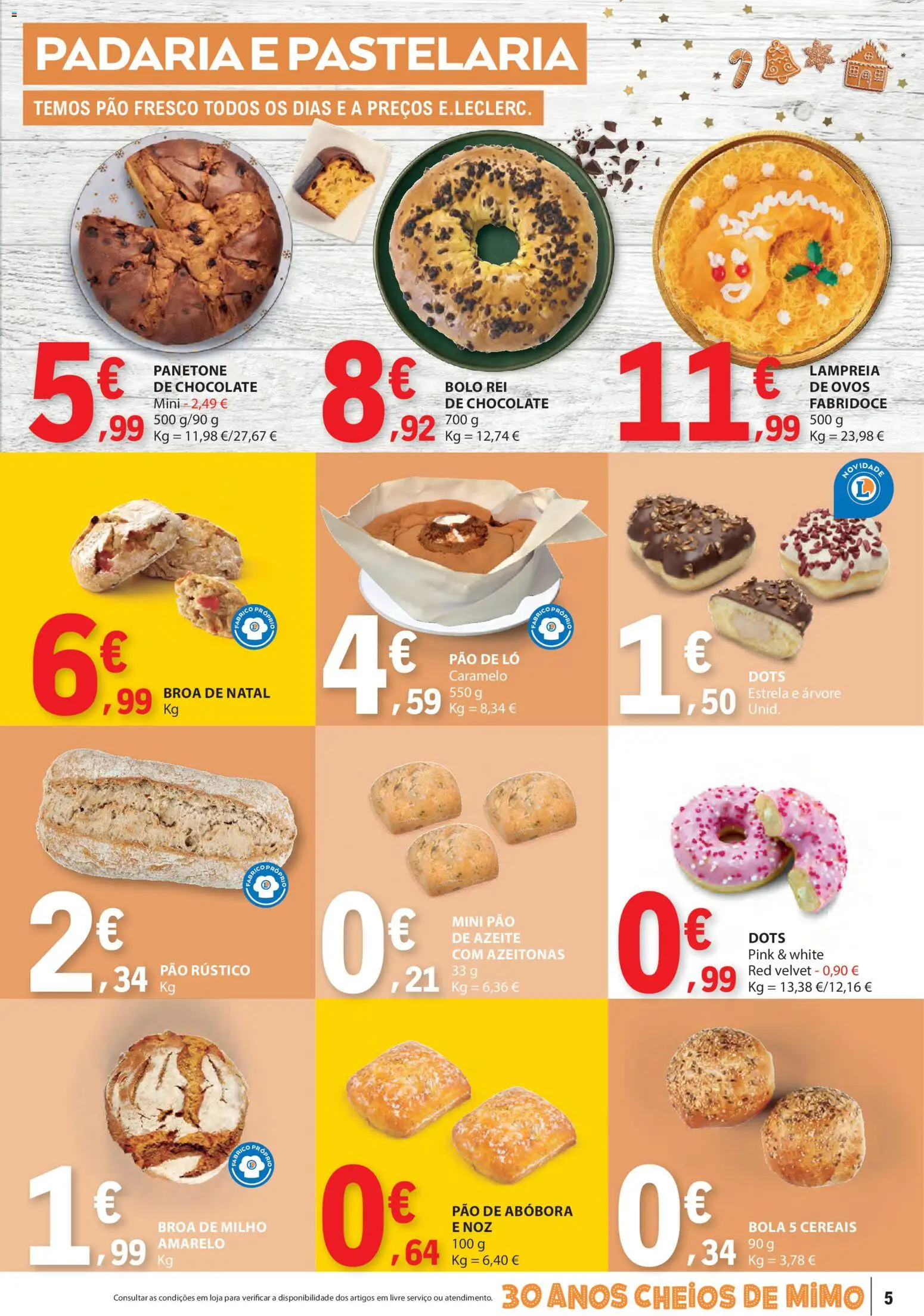 E.Leclerc folheto │ válido de 18.12.2025 | Página: 5 | Produtos: Azeite, Padaria, Pão, Chocolate