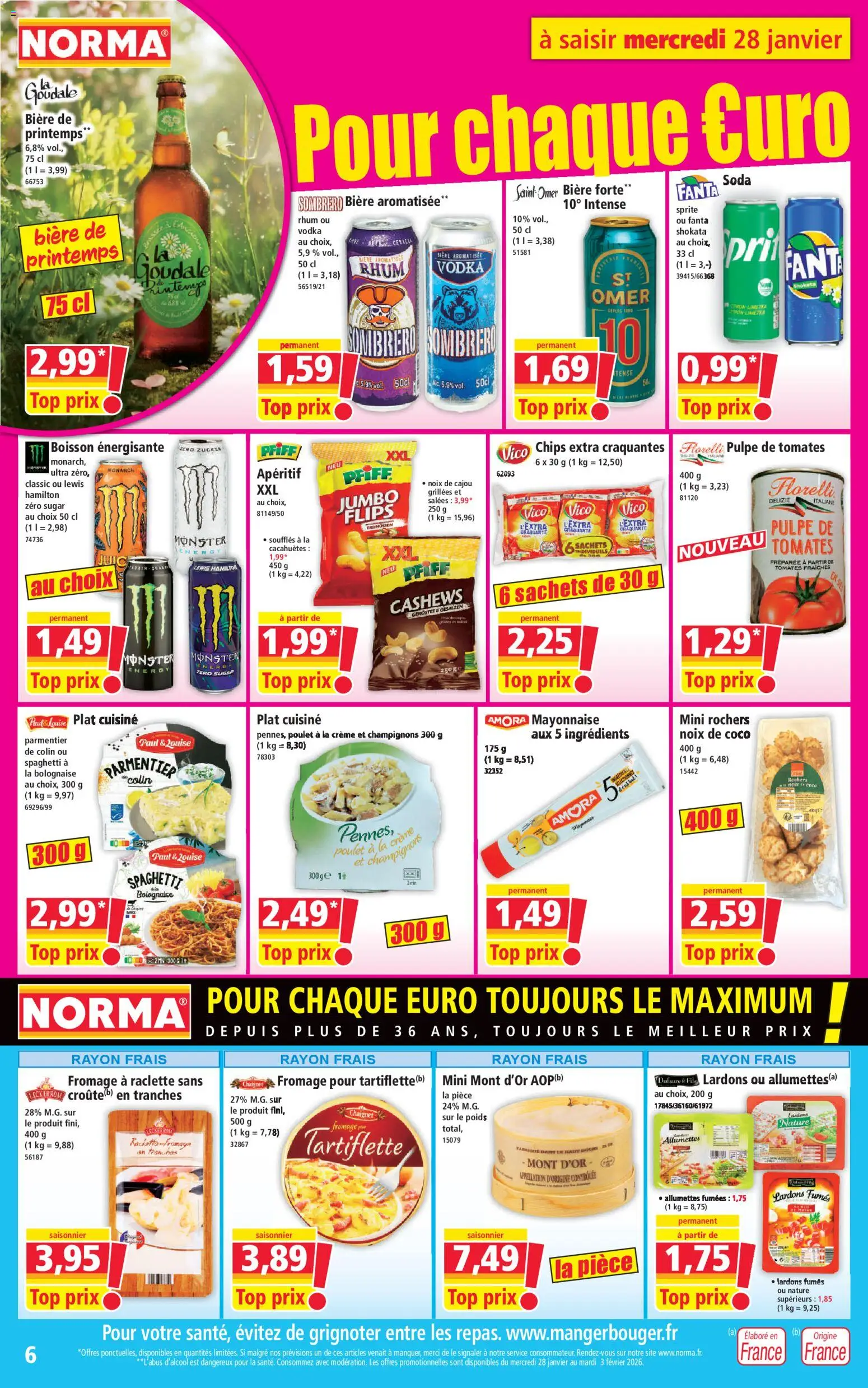 {H1} | Page: 6 | Produits: Poids, Lardons, Chips, Crème