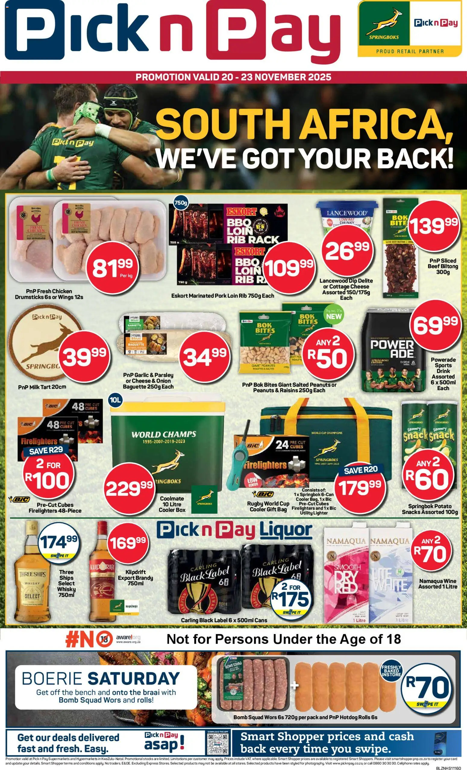 New Pick n Pay catalogue – valid from 20.11.2025 | Page: 1 | Products: Cooler, Milk, Chicken, Garlic
