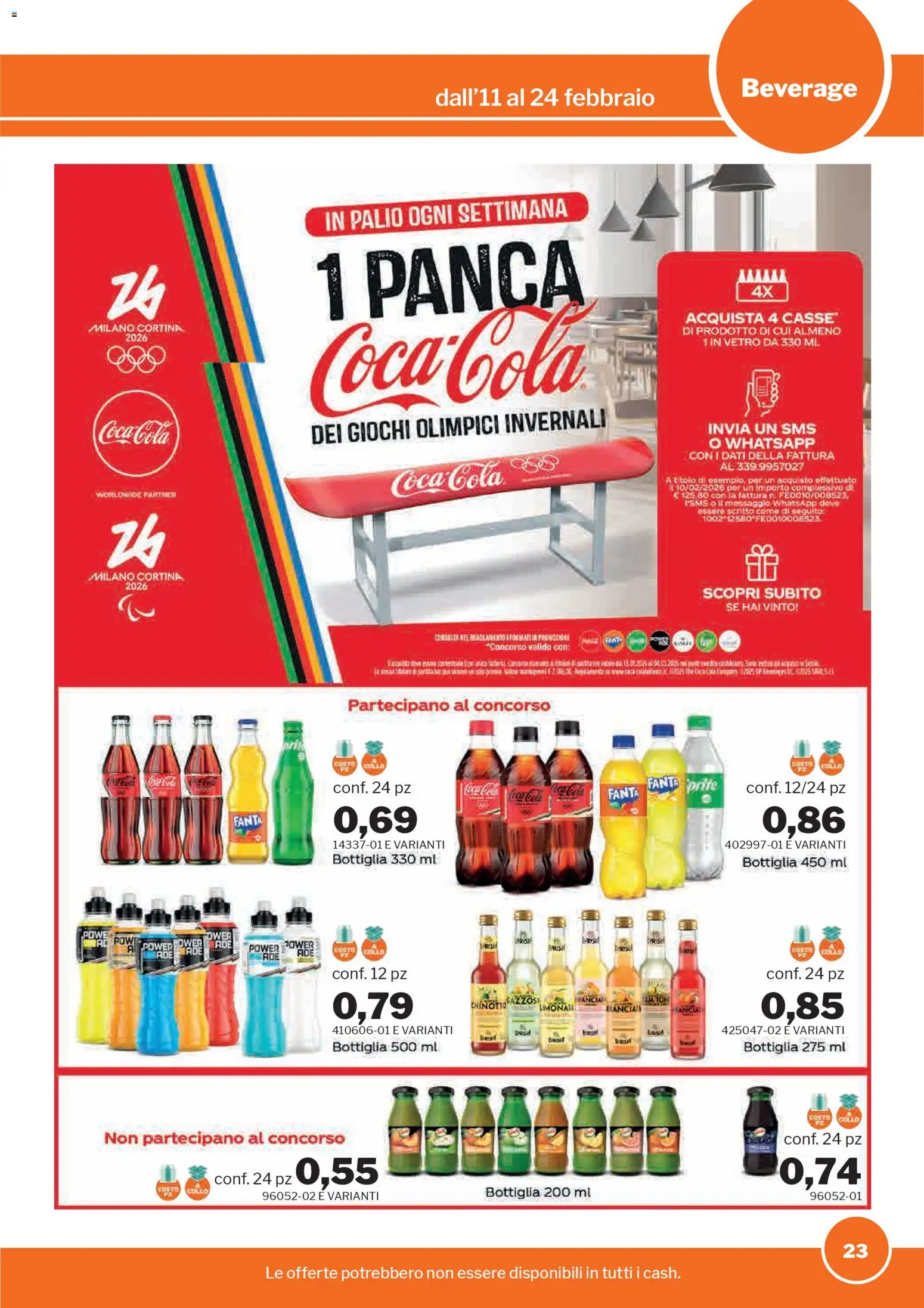Volantino Sogegross del 11.02.2026 | Pagina: 23 | Prodotti: Panca, Chinotto, Fanta, Bottiglia