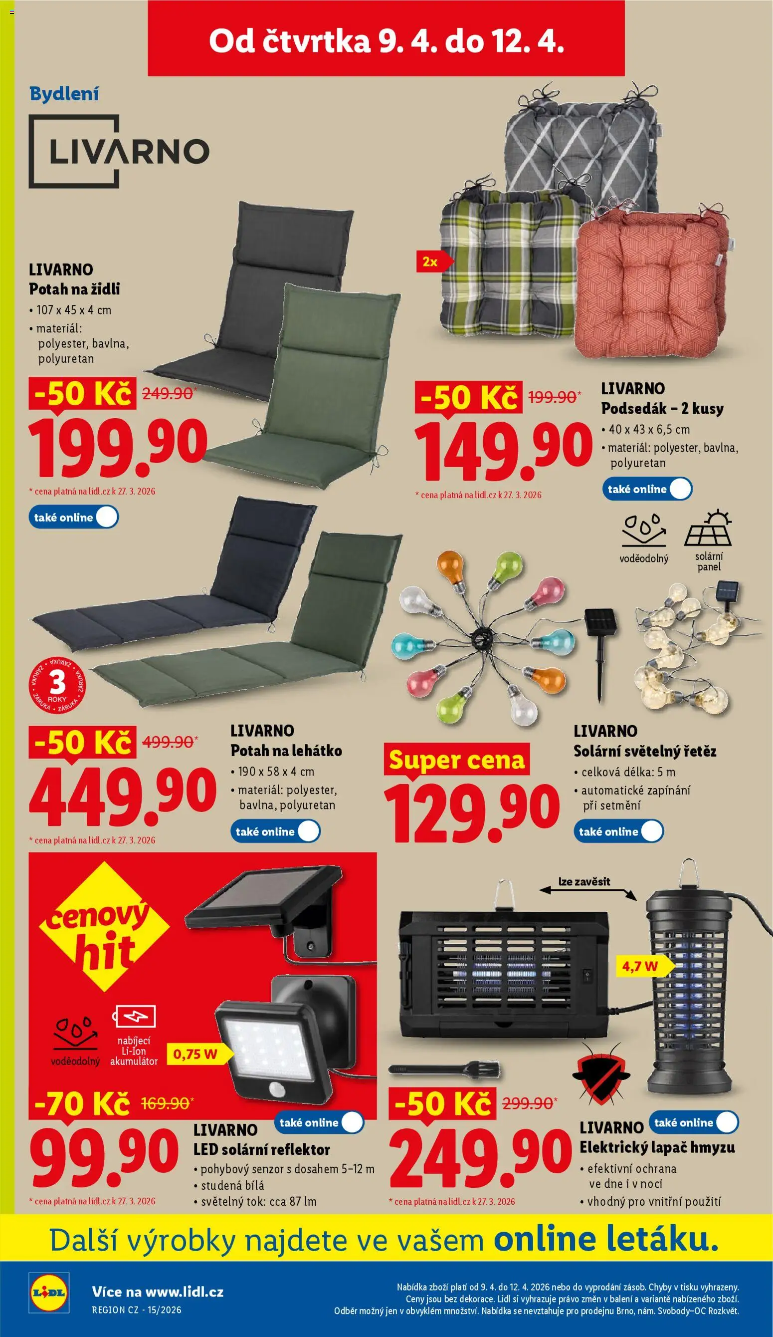 Lidl leták - Spotřební zboží od 07.04.2026 | Strana: 14 | Produkty: LED solární reflektor, Elektrický lapač hmyzu, Podsedák, LED