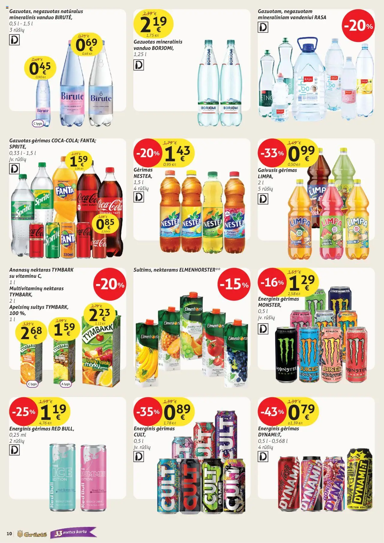 GRUSTE leidinys│galioja nuo 11.08.2025 | Puslapis: 10 | Prekių: Gaivusis gėrimas, Energinis gėrimas, Sultys, Mineralinis vanduo