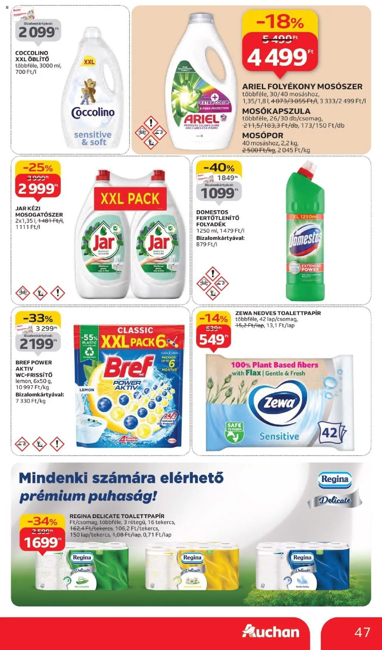 Auchan akciós ujság - amely érvényes a következő dátumtól: 02.10.2025 | Oldal: 47 | Termékek: Ariel, Mosókapszula, Mosogatószer, Só