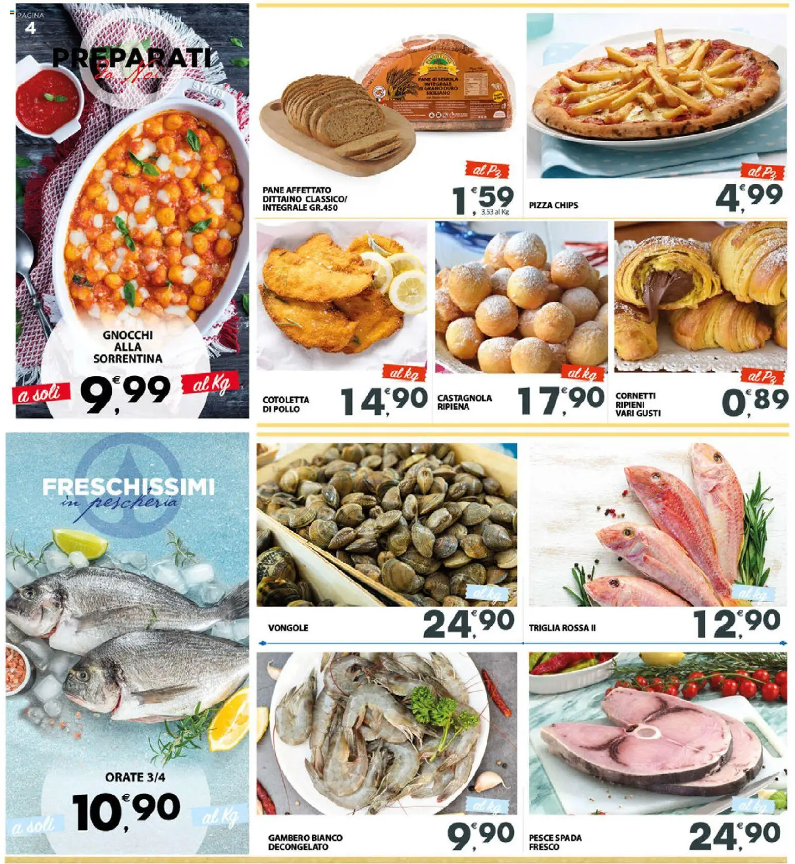 Volantino Interspar del 29.12.2025 | Pagina: 4 | Prodotti: Pizza, Vongole, Gnocchi, Pesce spada