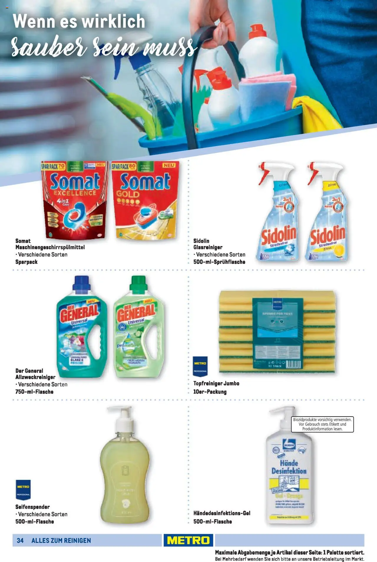 Metro Sortimentskatalog Vereine & Feste – gültig ab 01.06.2024 | Seite: 34 | Produkte: Seifenspender