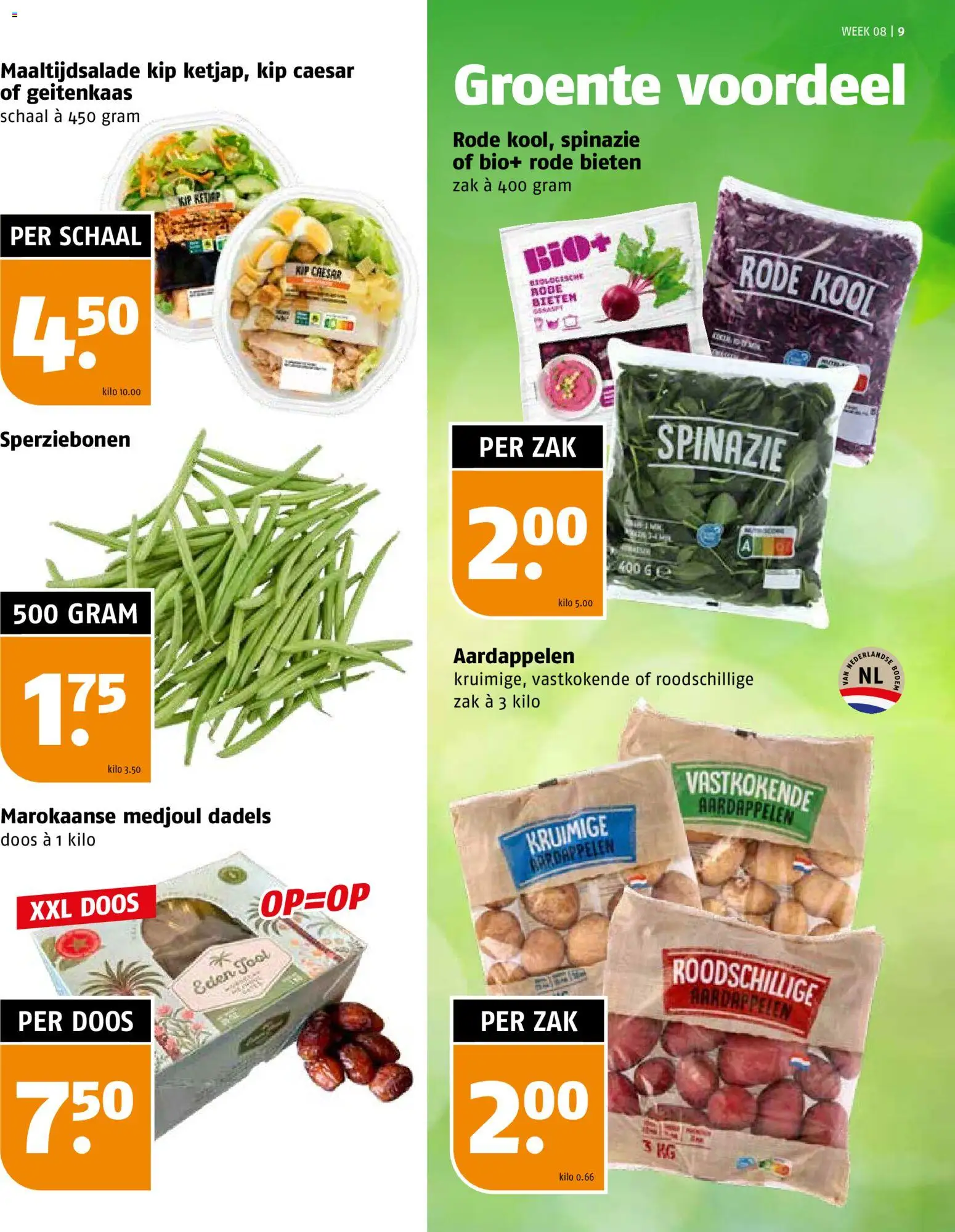 {H1} | Pagina: 9 | Producten: Kool, Spinazie, Zak, Dadels