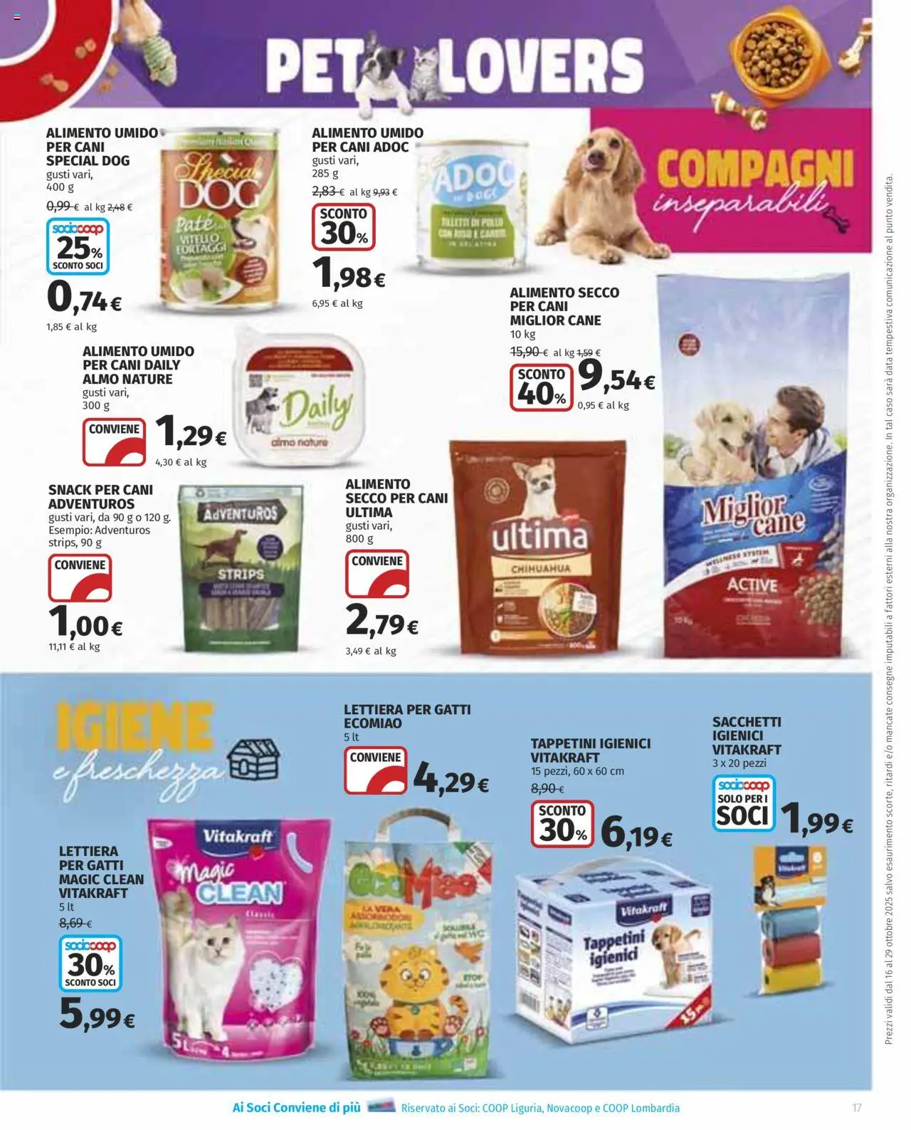 Volantino COOP del 16.10.2025 | Pagina: 17 | Prodotti: Paté, Lettiera per gatti, Data, Vitello