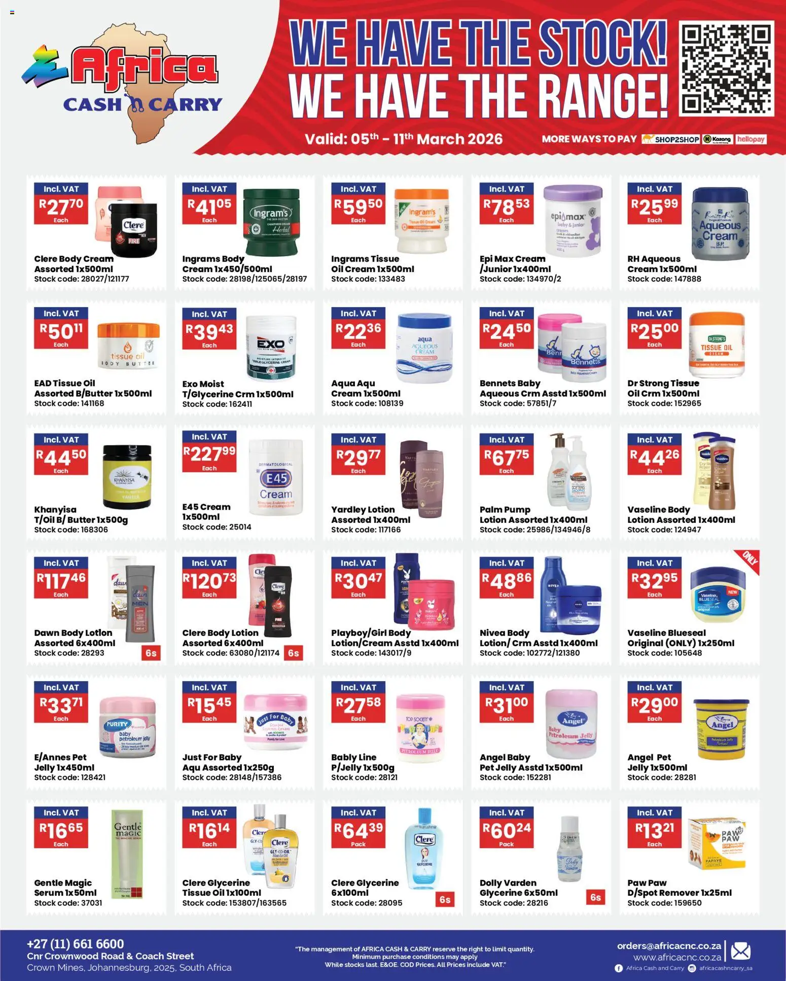 New Africa Cash & Carry catalogue – valid from 05.03.2026 | Page: 5 | Products: Plate, Cream, Body cream, Petroleum jelly