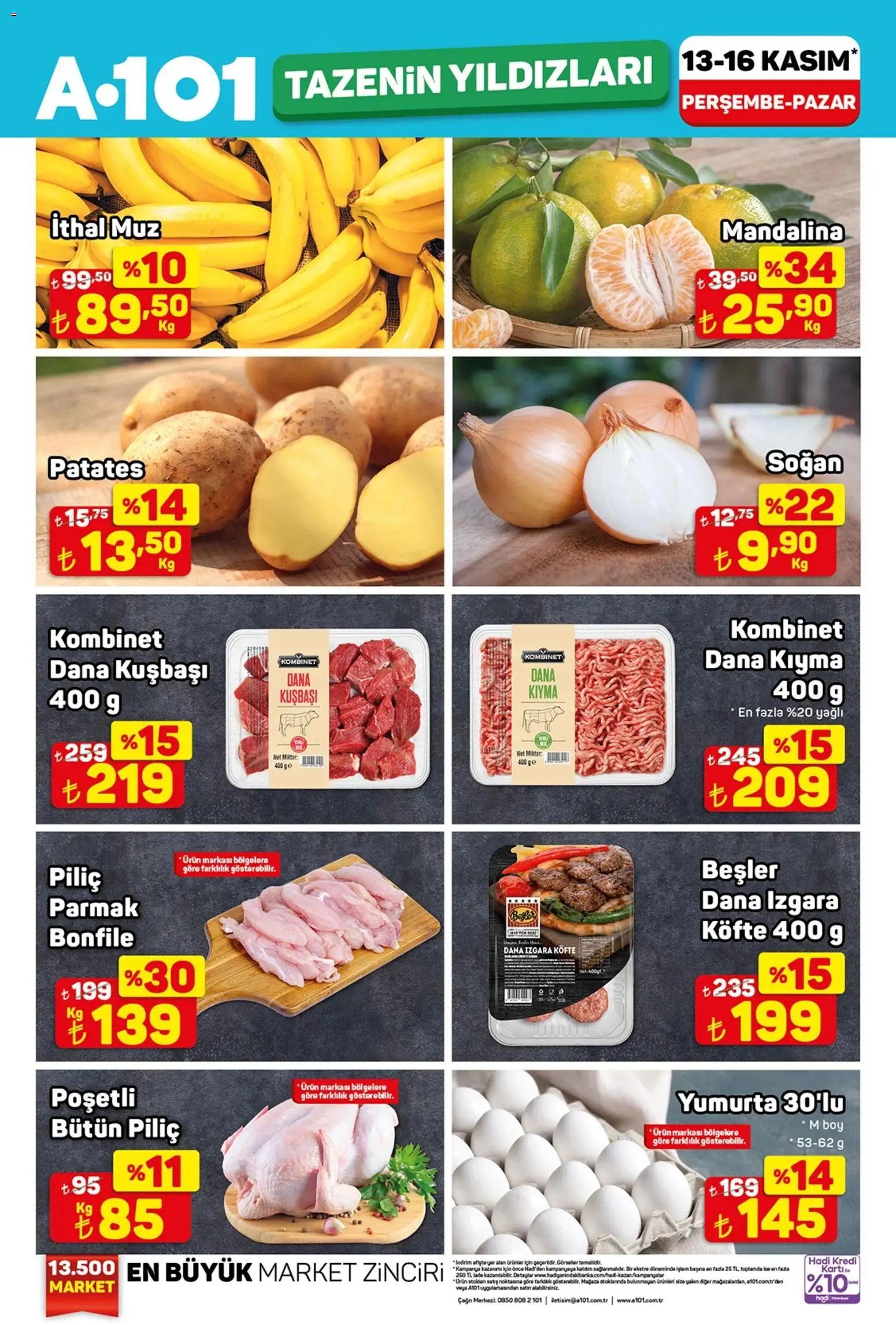 A101 Tazenin Yıldızları - 13.11.2025 tarihinden itibaren geçerlidir | Sayfa: 1 | Ürünler: Yumurta, Soğan, Kıyma, Dana kuşbaşı