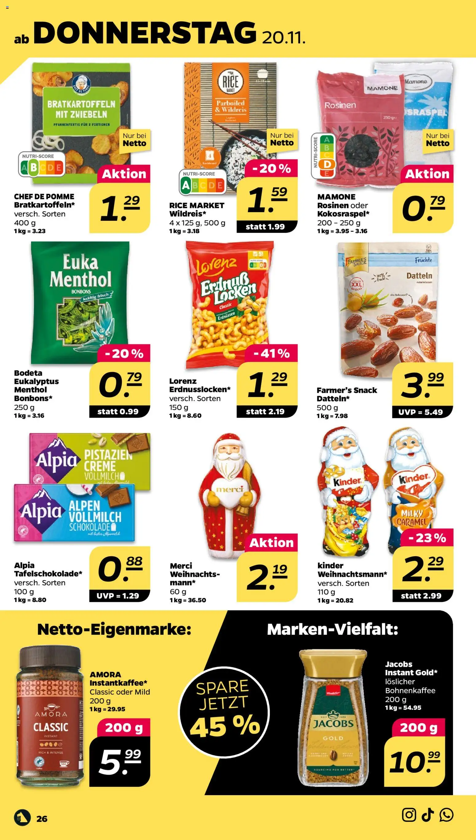 Netto Prospekt 	 – gültig ab 17.11.2025 | Seite: 28 | Produkte: Merci, Pistazien, Creme, Rosinen