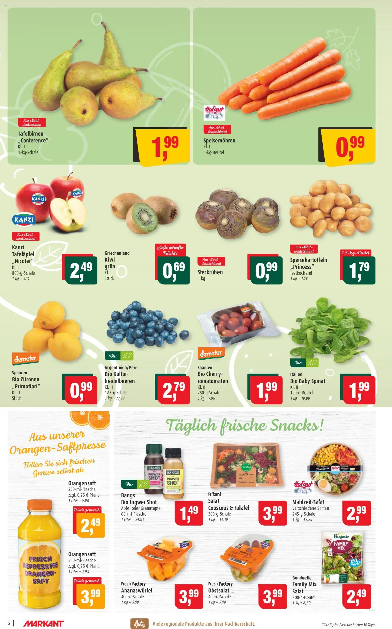 Markant Prospekt 	 – gültig ab 17.11.2025 | Seite: 6 | Produkte: Thunfisch, Orangensaft, Salat, Zitronen