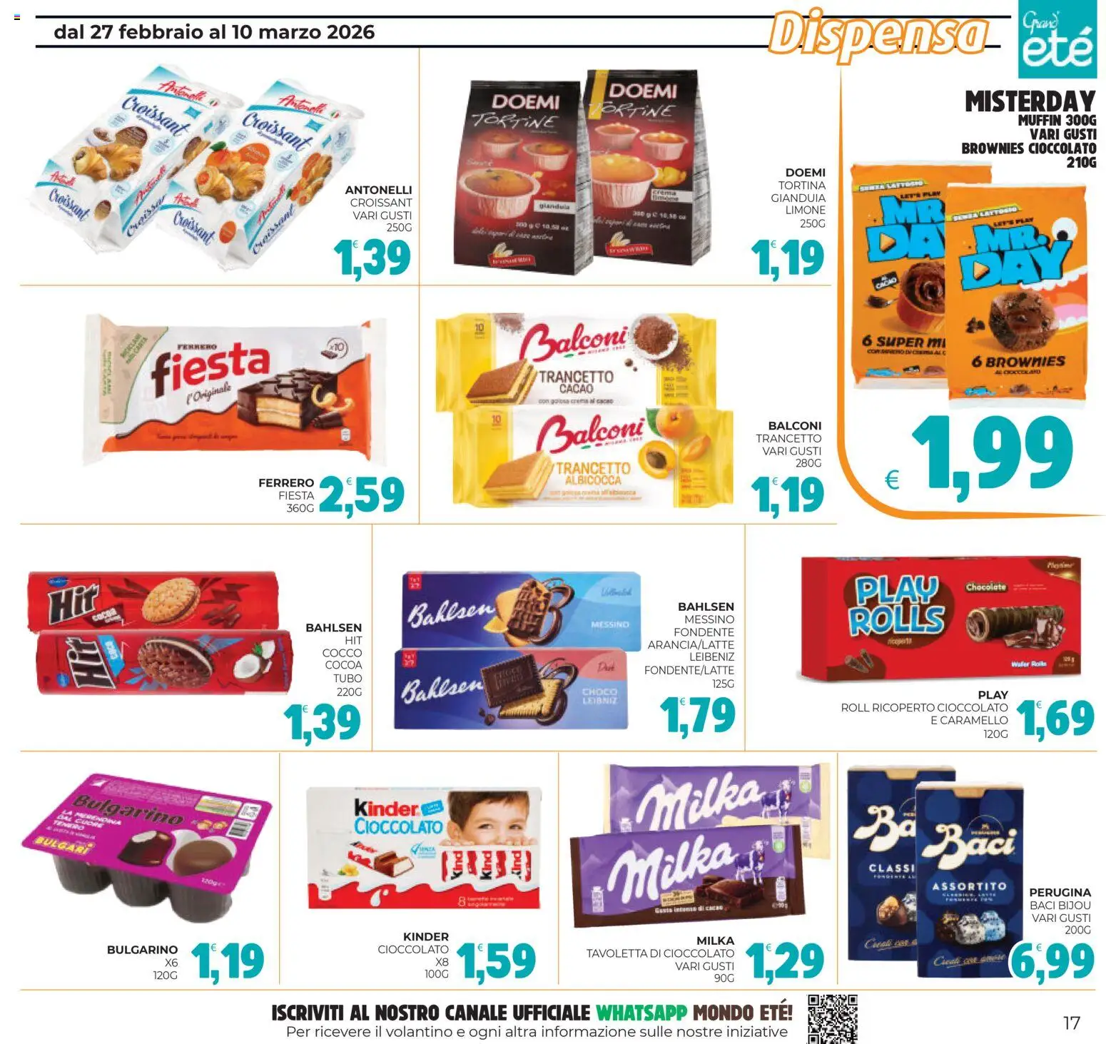 Volantino Eté del 27.02.2026 | Pagina: 17 | Prodotti: Cioccolato, Tubo, Muffin, Croissant