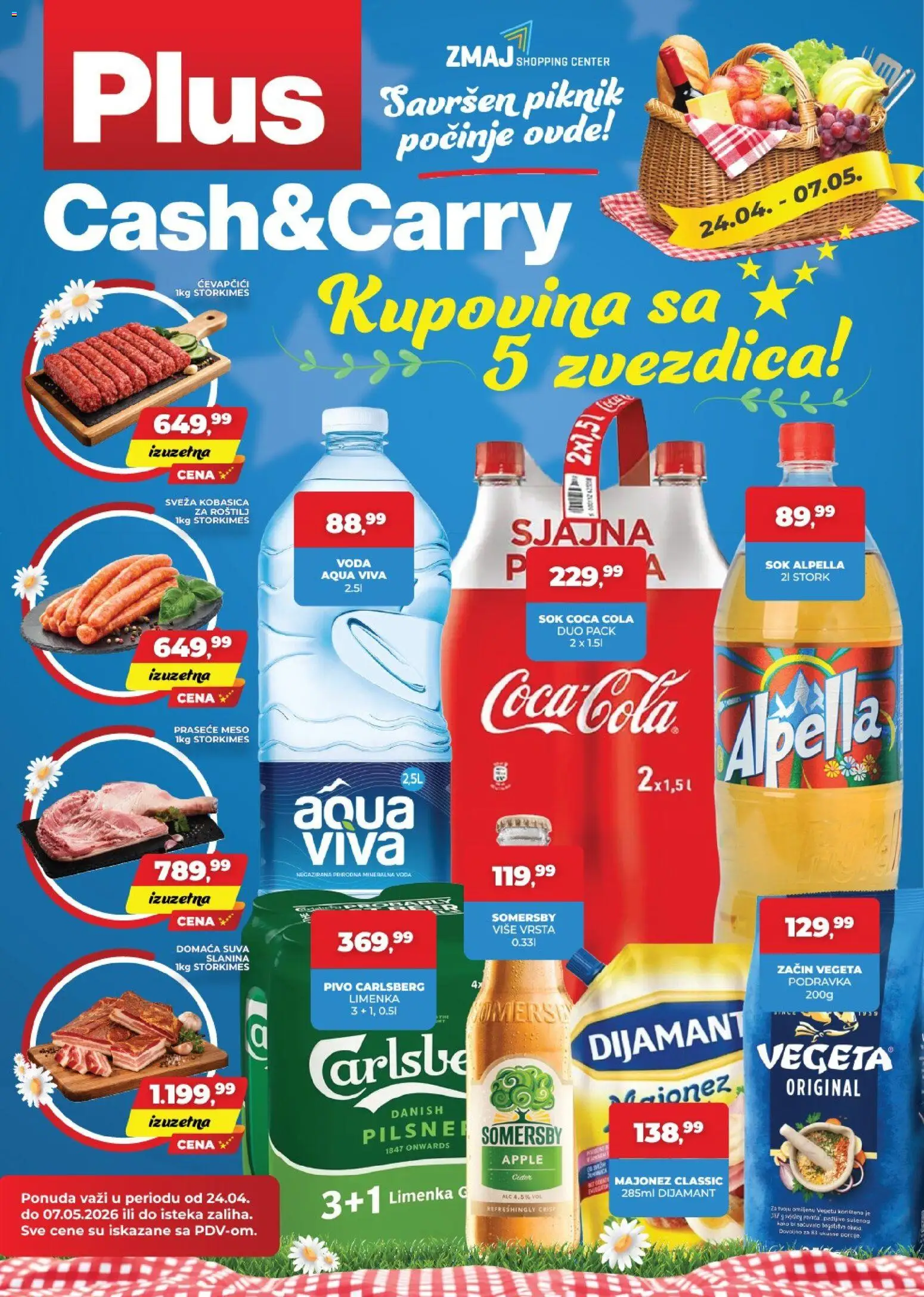 Plus Cash & Carry katalog - važi od 24.04.2026 | Strana: 1 | Proizvode: Majonez, Sok, Carlsberg, Roštilj