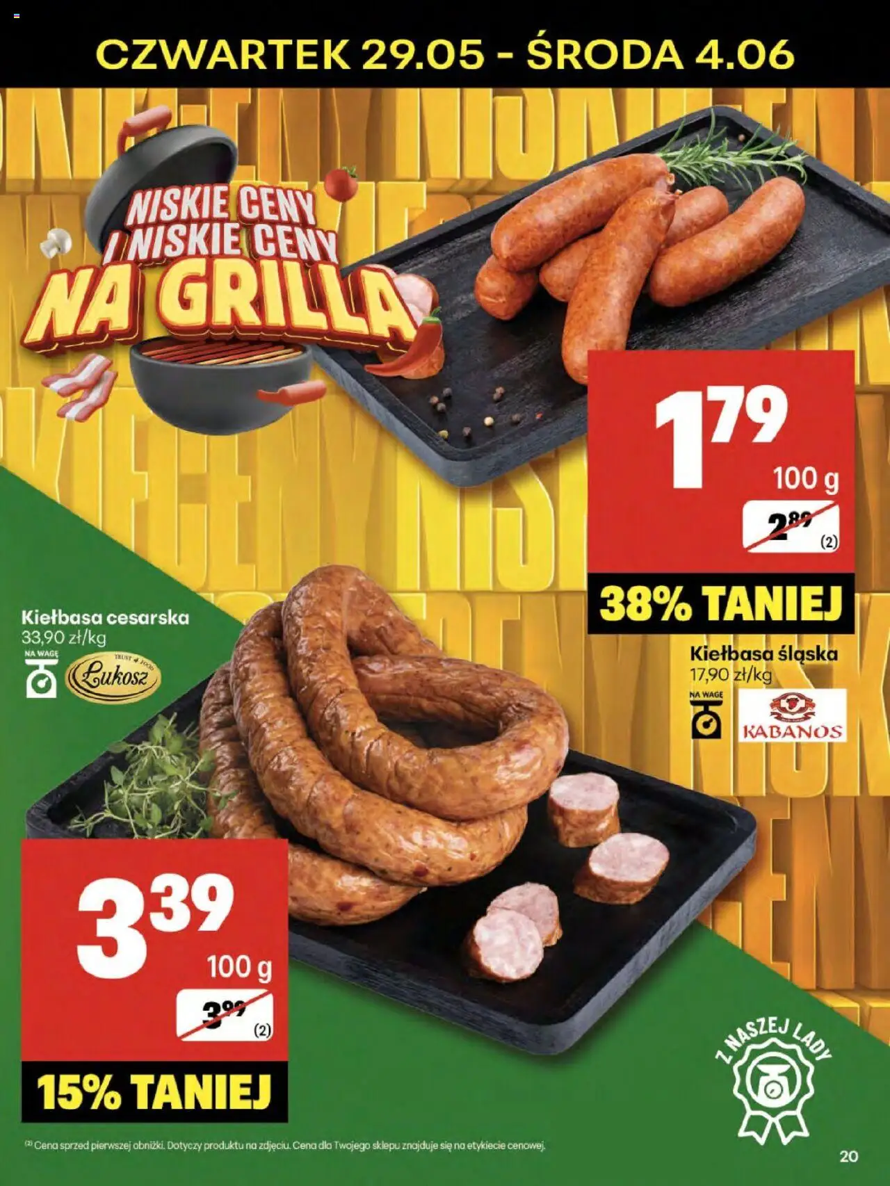 Delikatesy Centrum Gazetka od 29.05.2025 | Strona: 20 | Produkty: Kiełbasa, Kiełbasa śląska