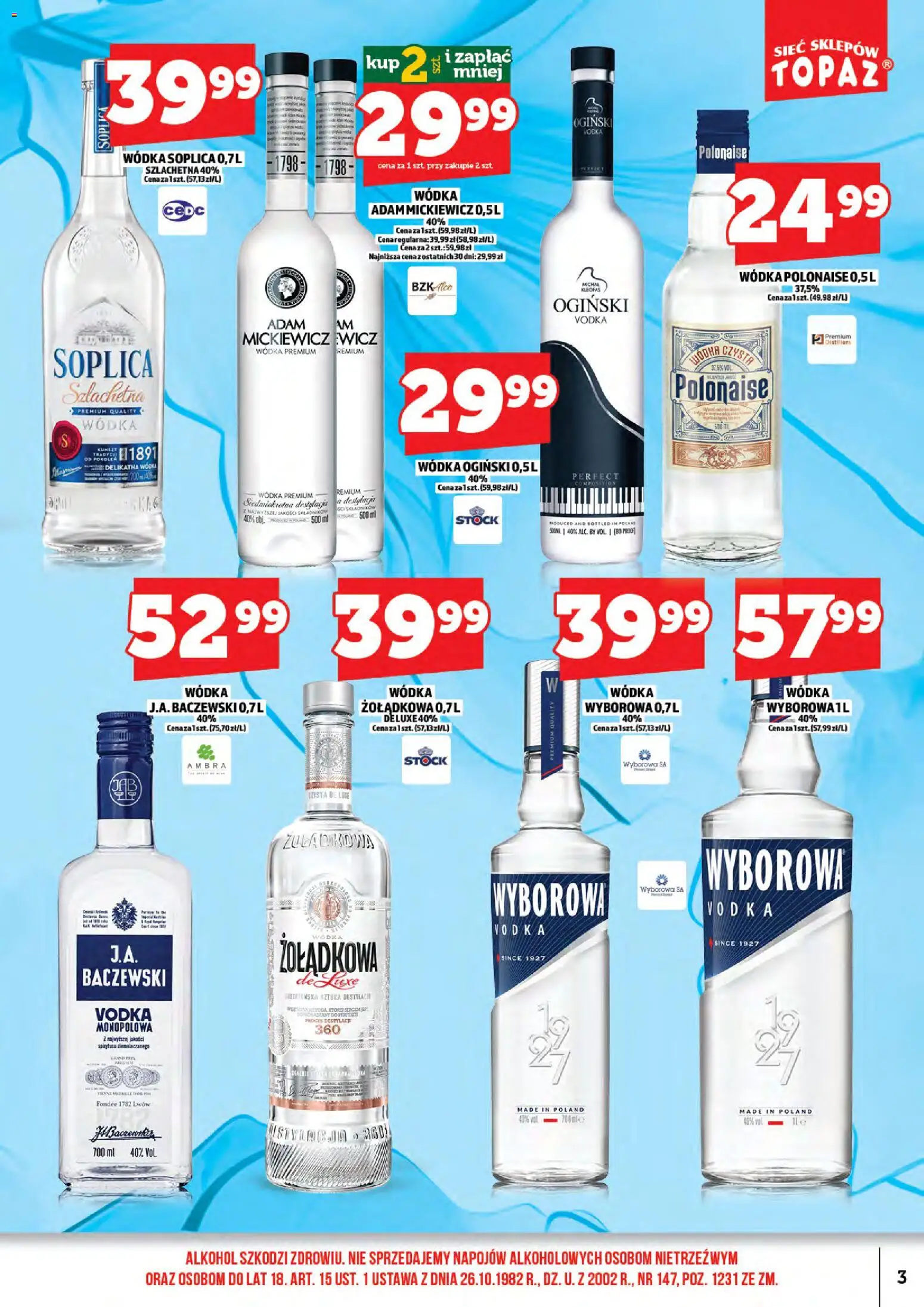 Topaz gazetka alkoholowa od 01.04.2026 | Strona: 5 | Produkty: Wódka Ogiński, Vodka, Alkohol, Wódka
