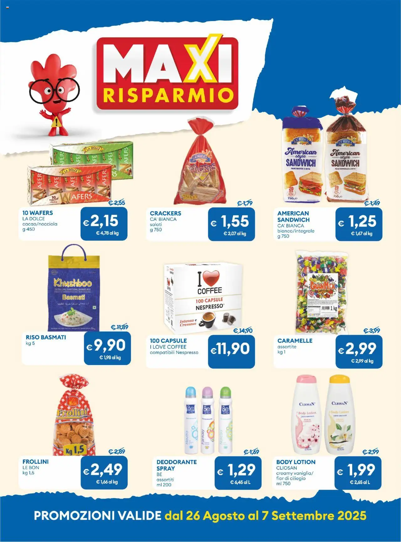Volantino MD Discount del 26.08.2025 | Pagina: 5 | Prodotti: Deodorante, Caramelle, Crackers, Cacao