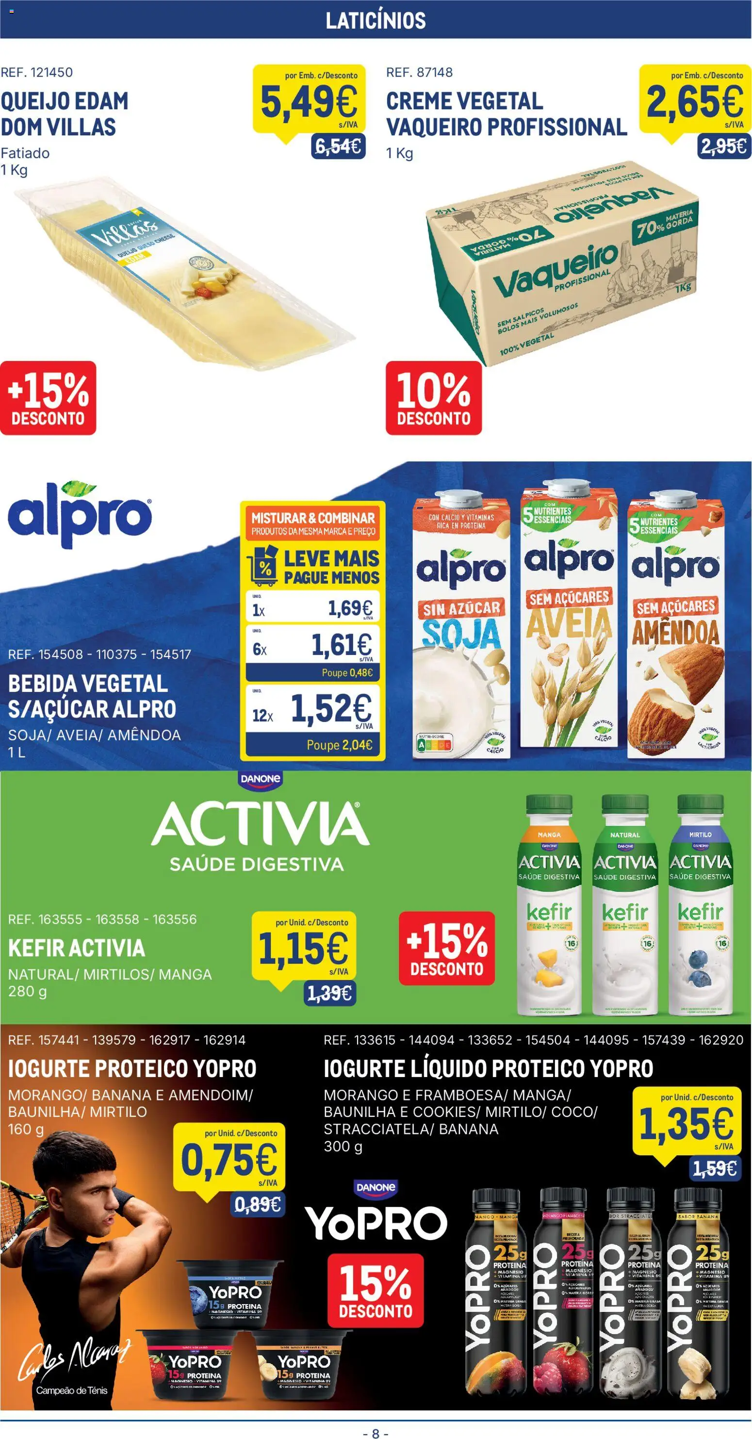 Makro folheto │ válido de 28.10.2025 | Página: 8 | Produtos: Queijo, Iogurte liquido, Bebida, Proteina