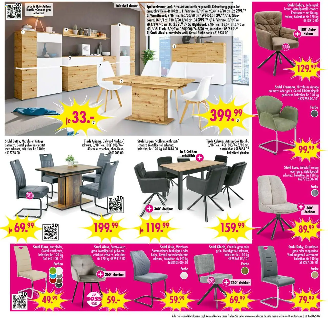 SB Möbel Boss Prospekt 	 – gültig ab 20.09.2025 | Seite: 9 | Produkte: Tisch, Stuhl