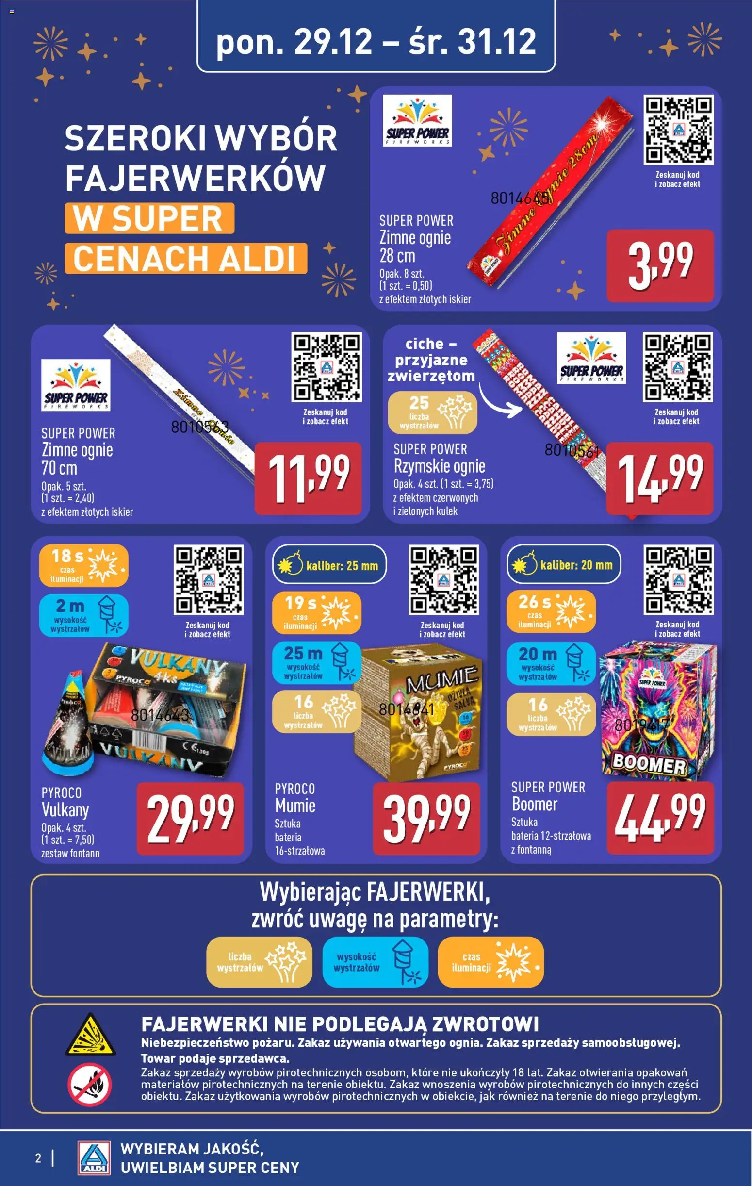 Aldi Gazetka - Fajerwerki od 29.12.2025 | Strona: 2 | Produkty: Fajerwerki, Bateria, Rzymskie ognie, Zimne ognie