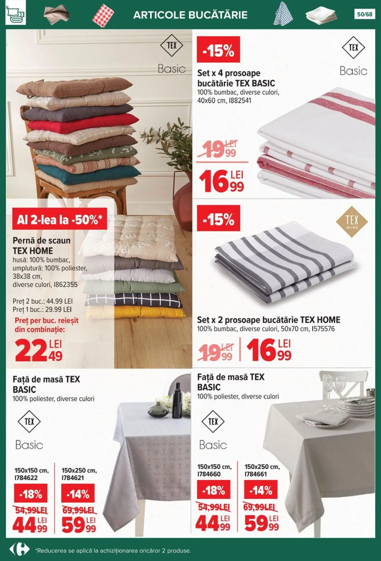 Noul catalog Carrefour – valabil de la 24.09.2025 | Pagină: 50 | Produse: Pernă, Masă, Scaun, Bucătărie