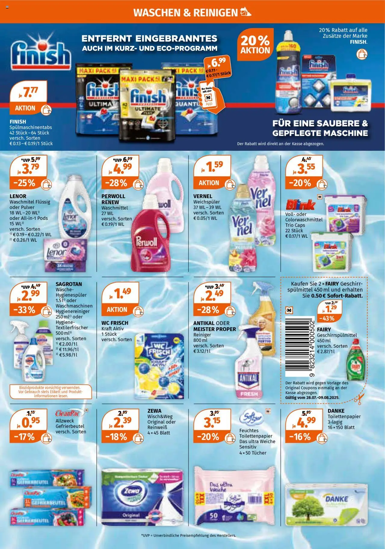 Müller Prospekt 	 - gültig ab dem 28.07.2025 | Seite: 13 | Produkte: Zewa, Finish, Wc frisch, Geschirrspülmittel