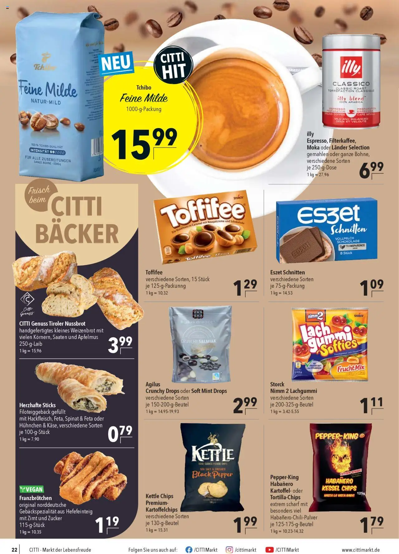 CITTI Markt Prospekt 	 – gültig ab 24.09.2025 | Seite: 22 | Produkte: Schokolade, Zucker, Toffifee, Chips