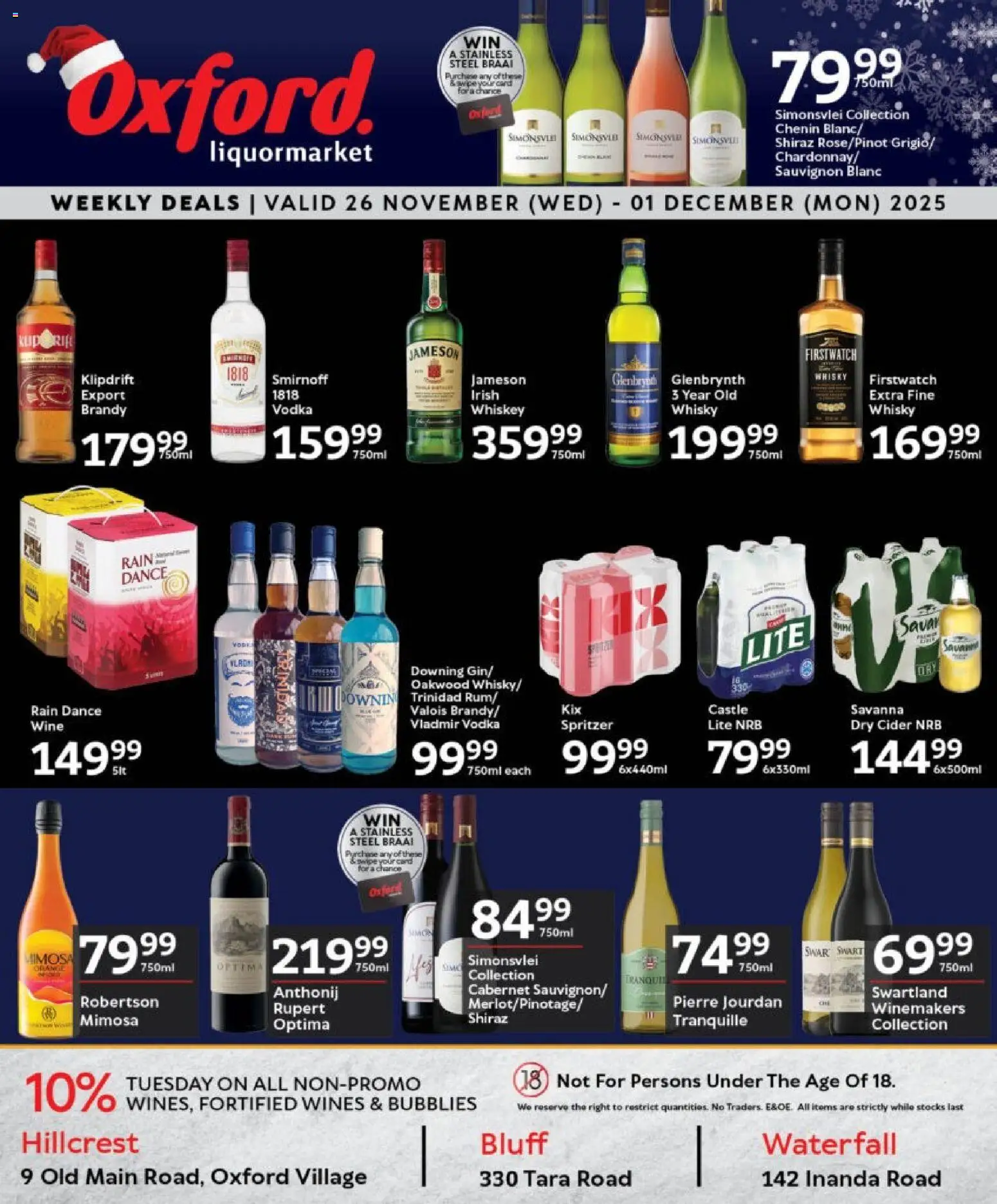 New Oxford Freshmarket catalogue – valid from 26.11.2025 | Page: 1 | Products: Brandy, Cider, Wine, Whiskey