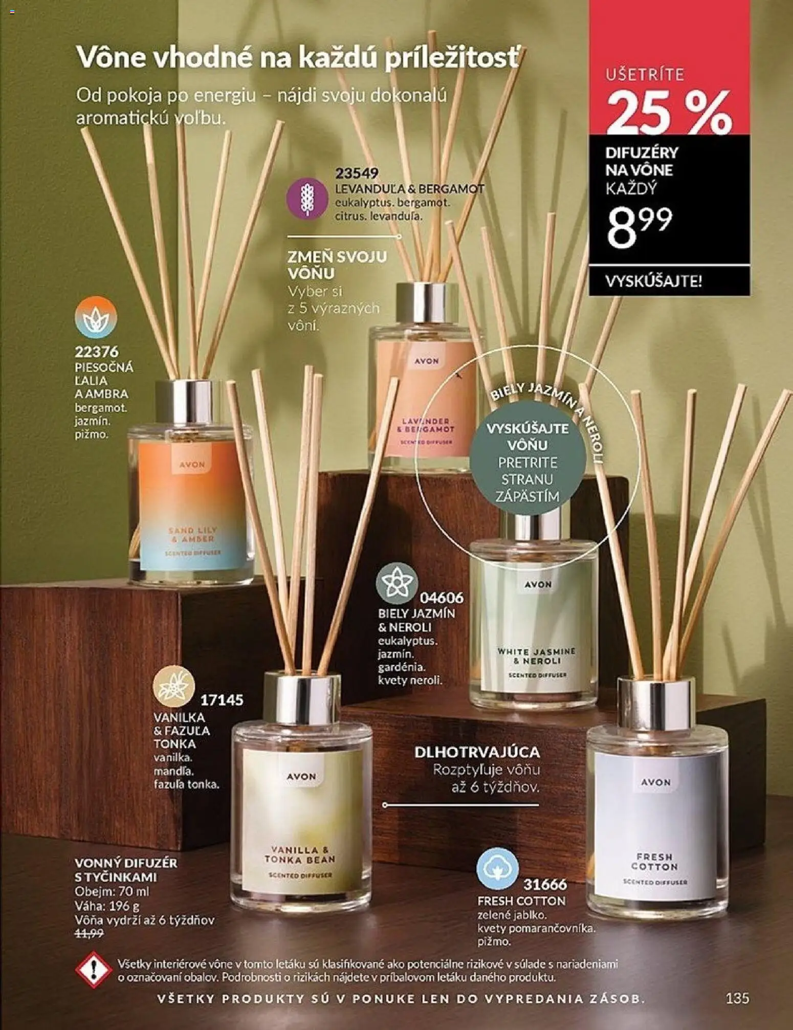 Nové Avon akcie – leták je platný od 01.03.2026 | Strana: 135 | Produkty: Difúzer, Fazuľa, Kvety