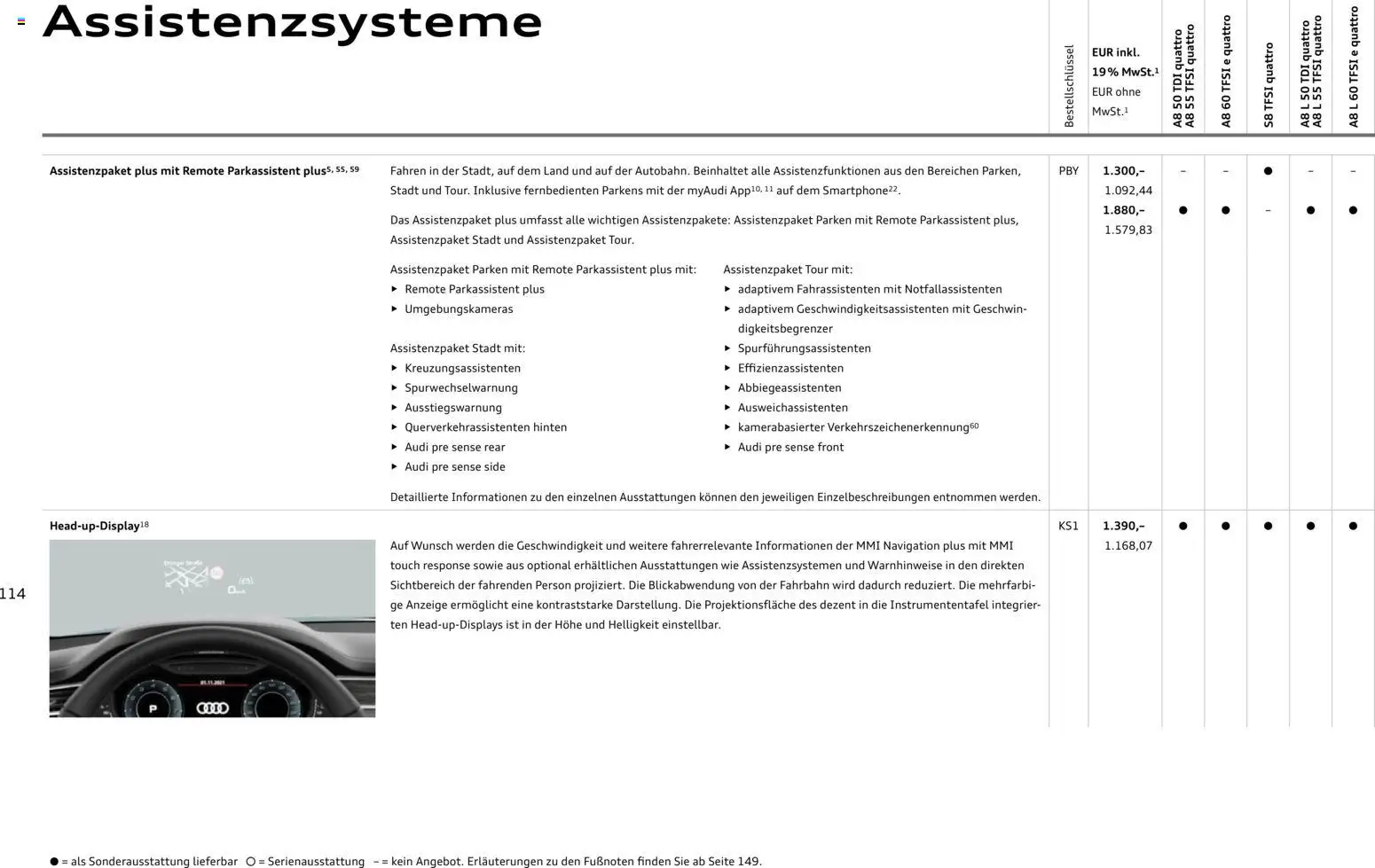 Audi A8 – gültig ab 28.10.2025 | Seite: 114 | Produkte: Navigation