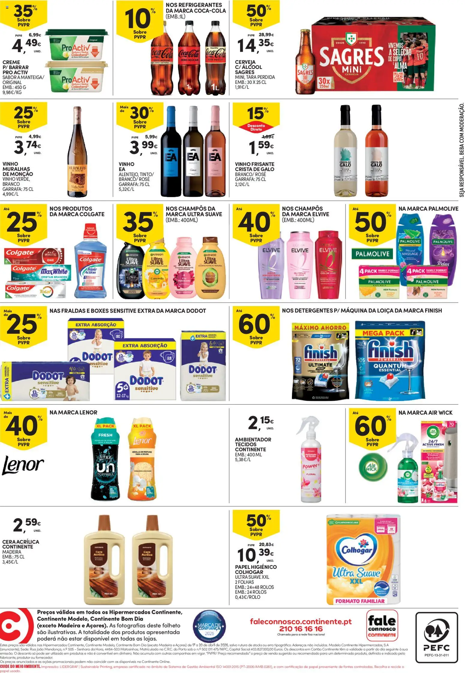 Continente Fim de Semana à Continente │ válido de 17.04.2026 | Página: 4 | Produtos: Fraldas, Cerveja, Açúcar, Soda