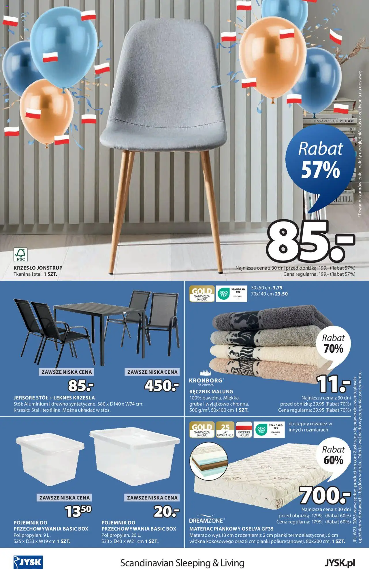 JYSK Gazetka od 21.05.2025 | Strona: 16 | Produkty: Materac, Stół, Krzesło, Pianki