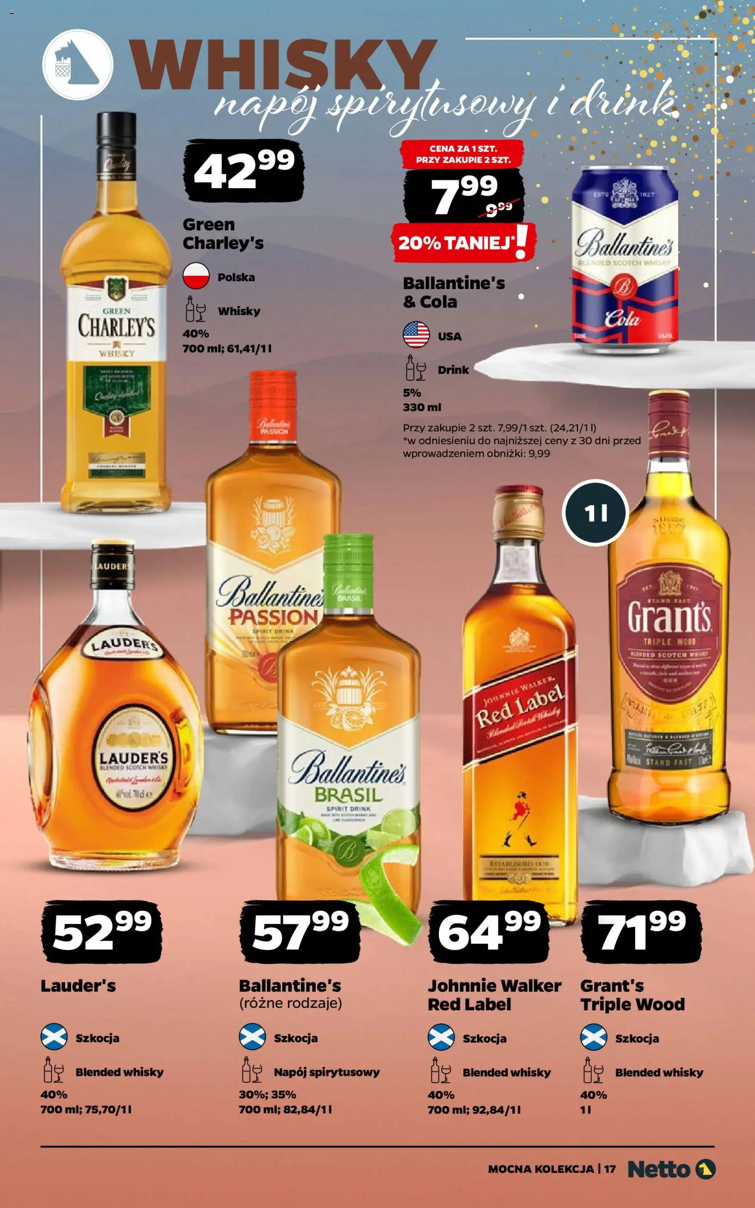 Netto gazetka - Mocna Kolekcja od 22.12.2025 | Strona: 17 | Produkty: Charley's whisky, Grant's, Red label, Whisky