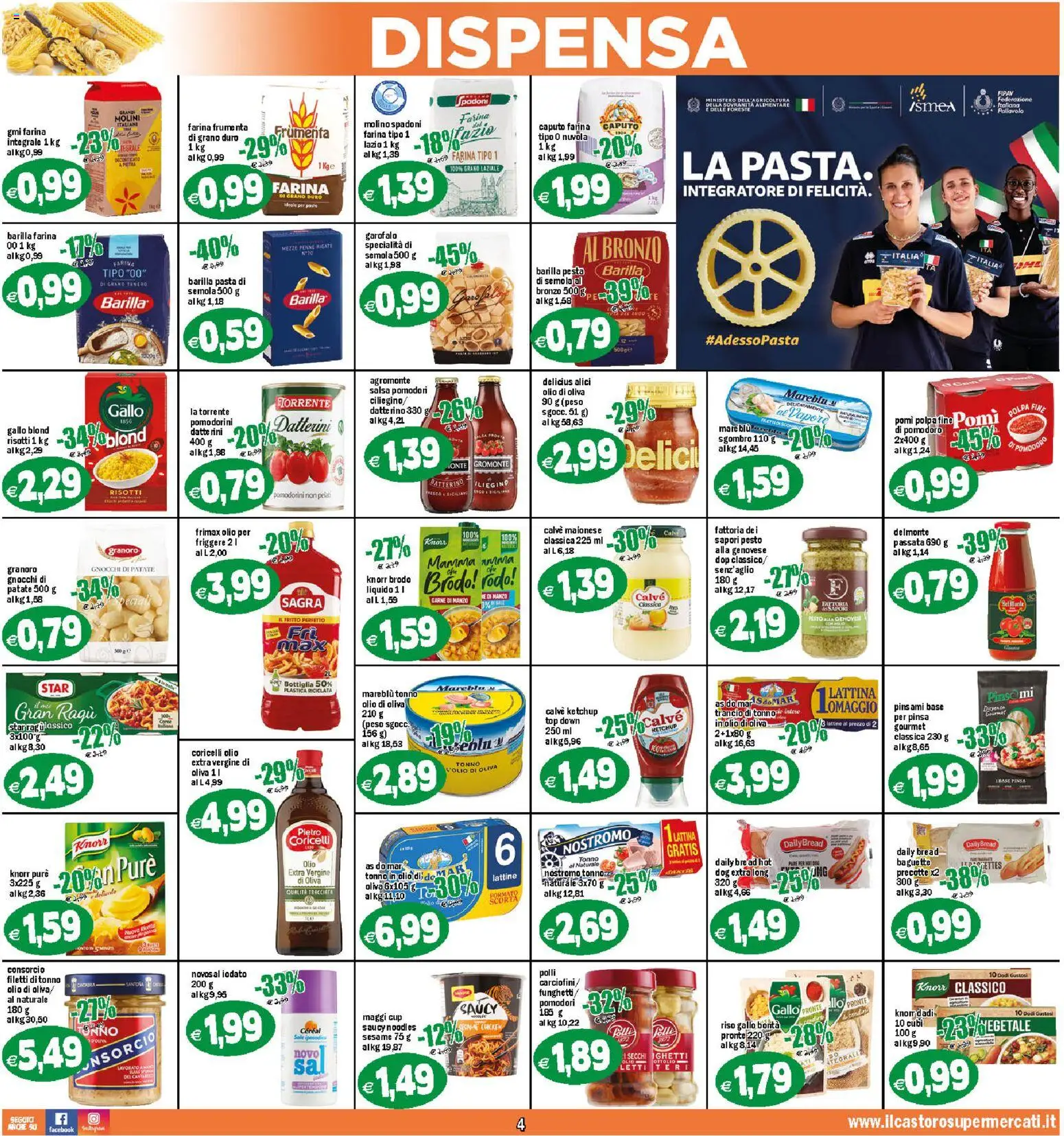 Volantino Il Castoro del 29.10.2025 | Pagina: 4 | Prodotti: Salsa, Top, Pomodori, Pasta
