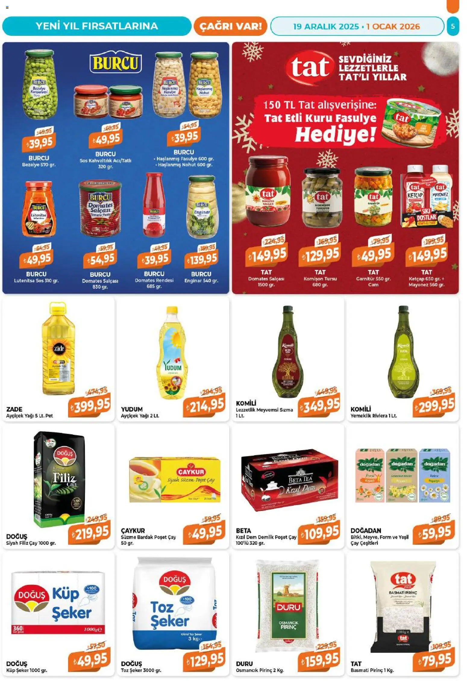 Çağrı Market Katalog - 19.12.2025 tarihinden itibaren geçerlidir | Sayfa: 5 | Ürünler: Fasulye, Domates, Demlik poşet çay, Mayonez